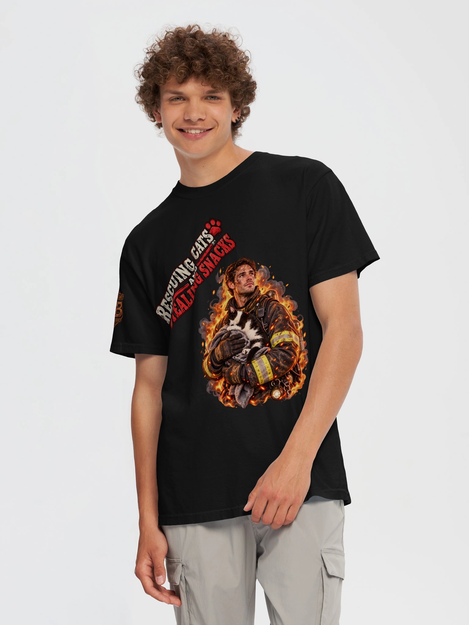 Funny Firefighter Shirt — Rescuing Cats & Stealing Snacks | Flat Out Broken™ product image (10)