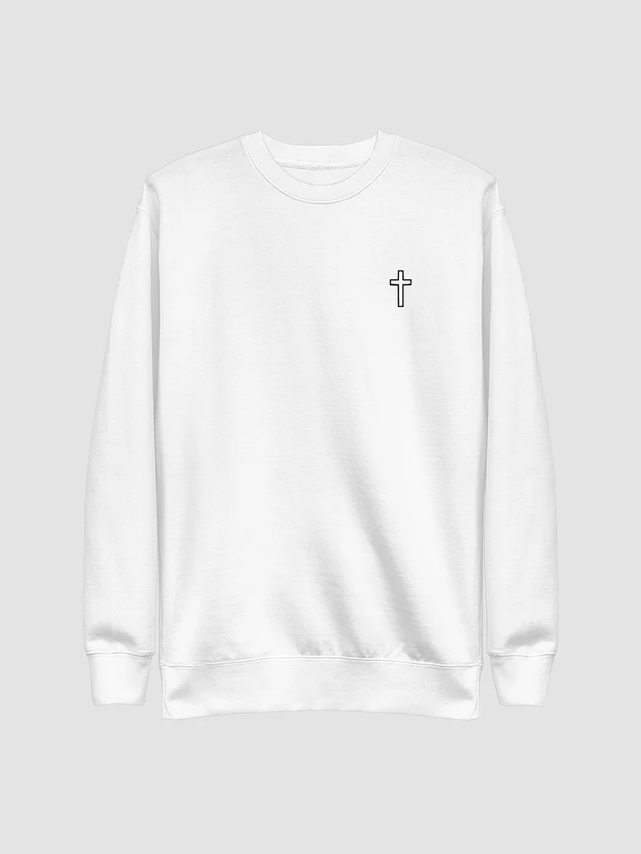 Simple Cross Embroidered White Crewneck product image (1)