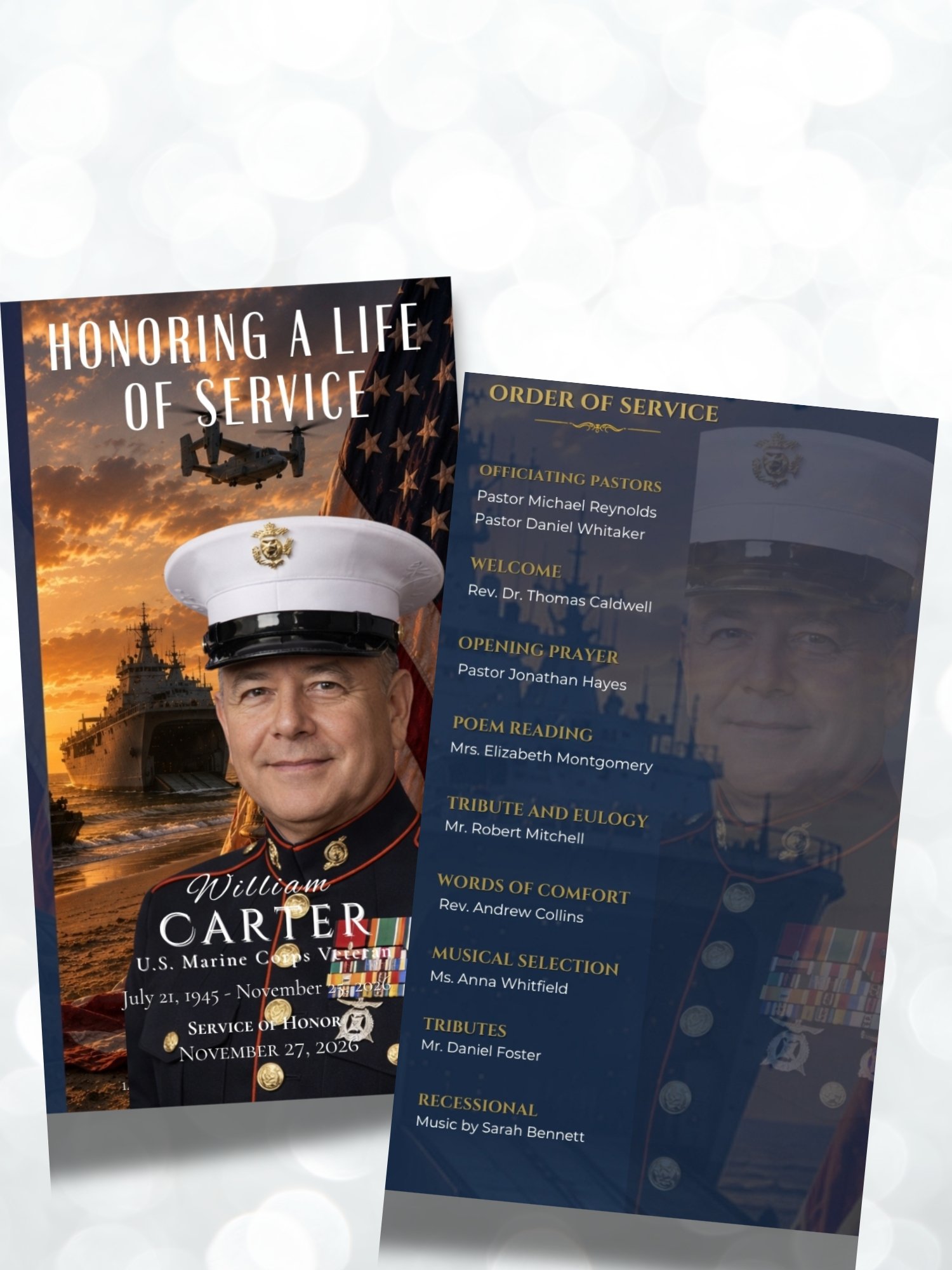 Veteran US Marine Corps Obituary Template | Military Trifold Canva product image (3)
