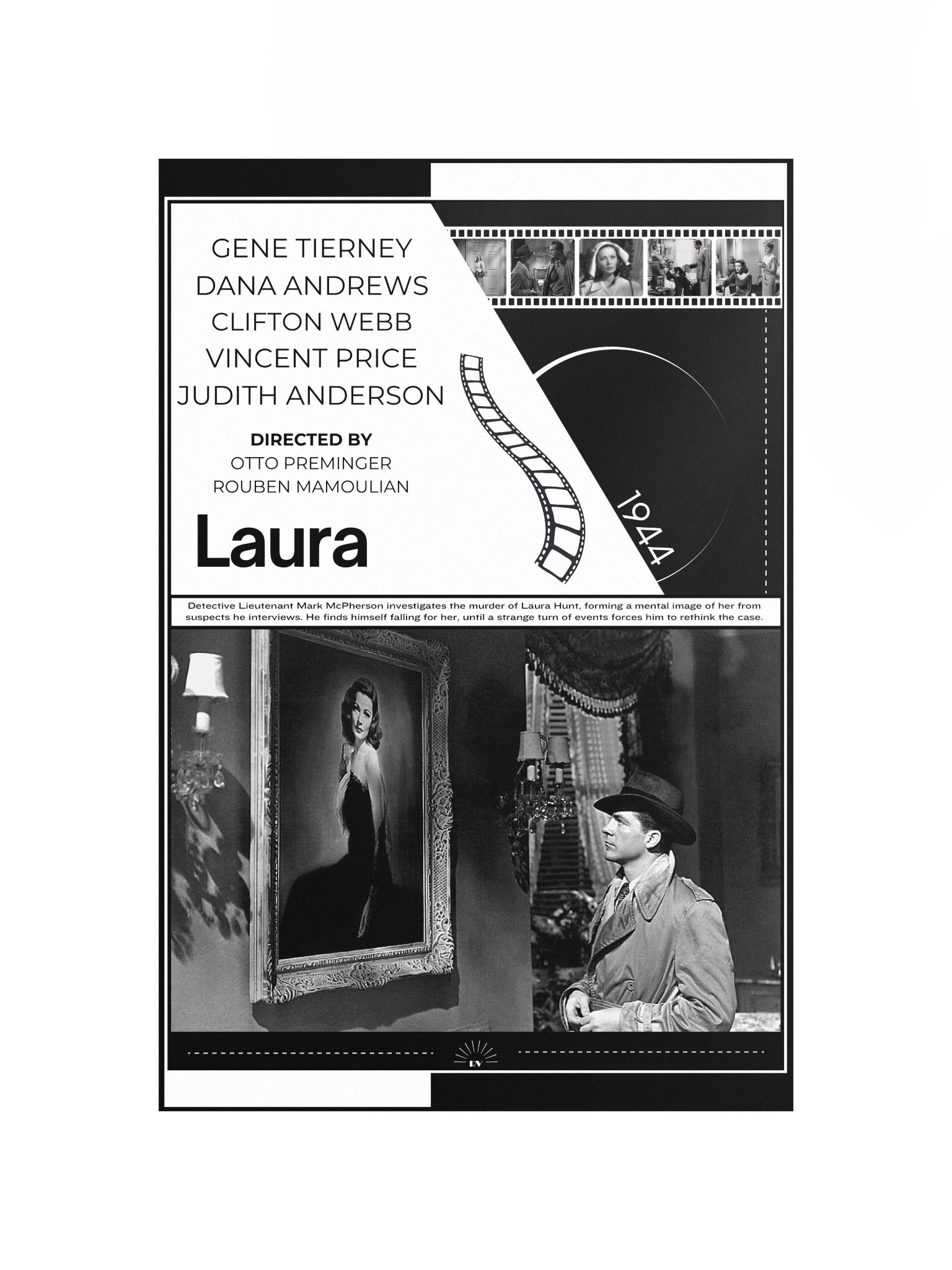 Laura with Gene Tierney and Dana Andrews 1944 | Movie Poster | 12x18 Wall Art product image (4)