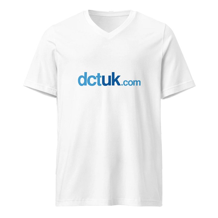 Unisex DCTUK White V-Neck Tee product image (1)