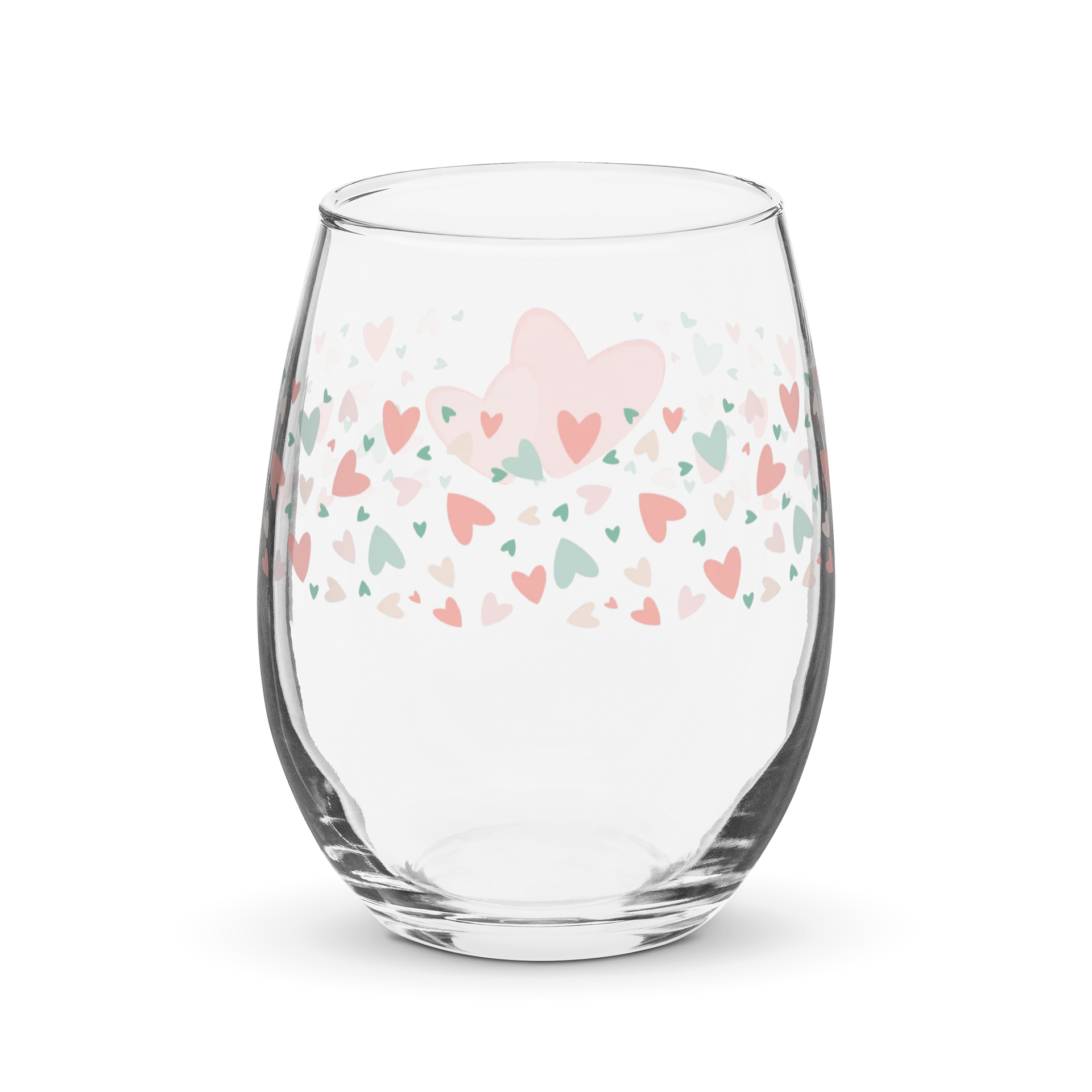 Scattered Hearts on Peach Wine Glass - Peach Fuzz product image (2)