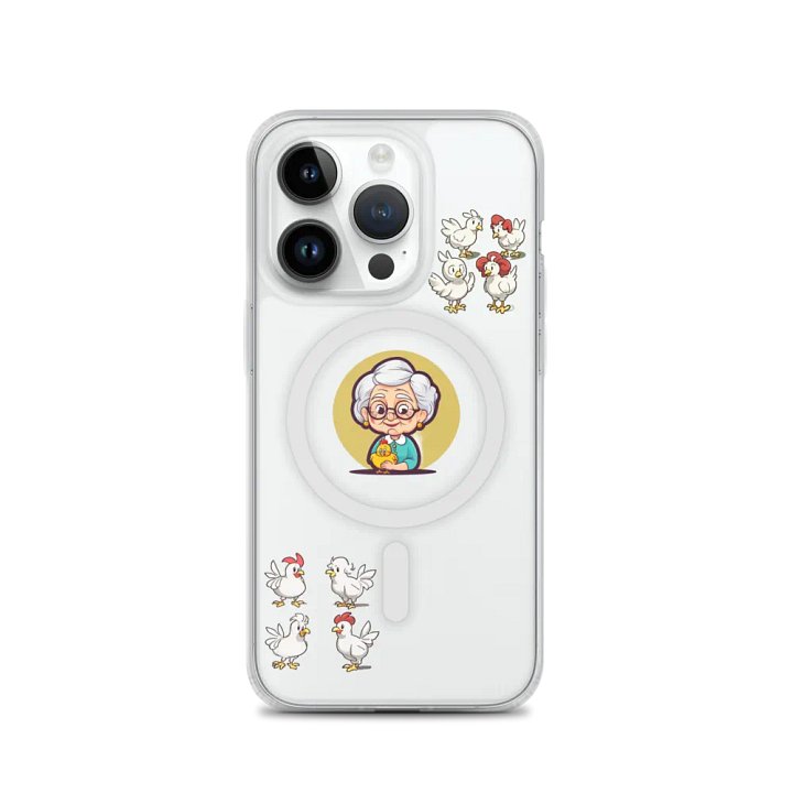 Elderly Woman with Chick Cartoon Clear iPhone® Case product image (3)