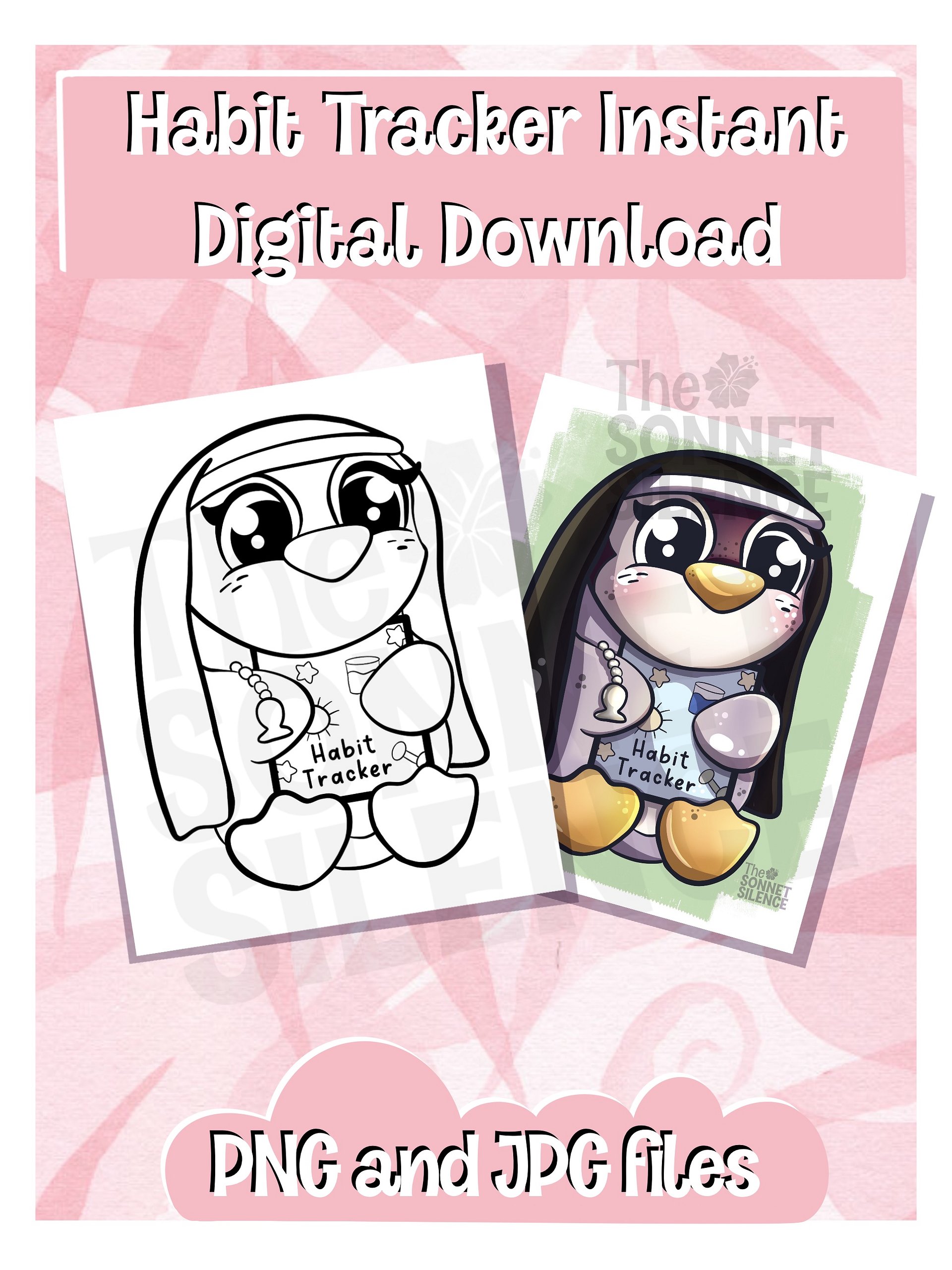 FREE Habit Tracker lineart/coloring page product image (1)