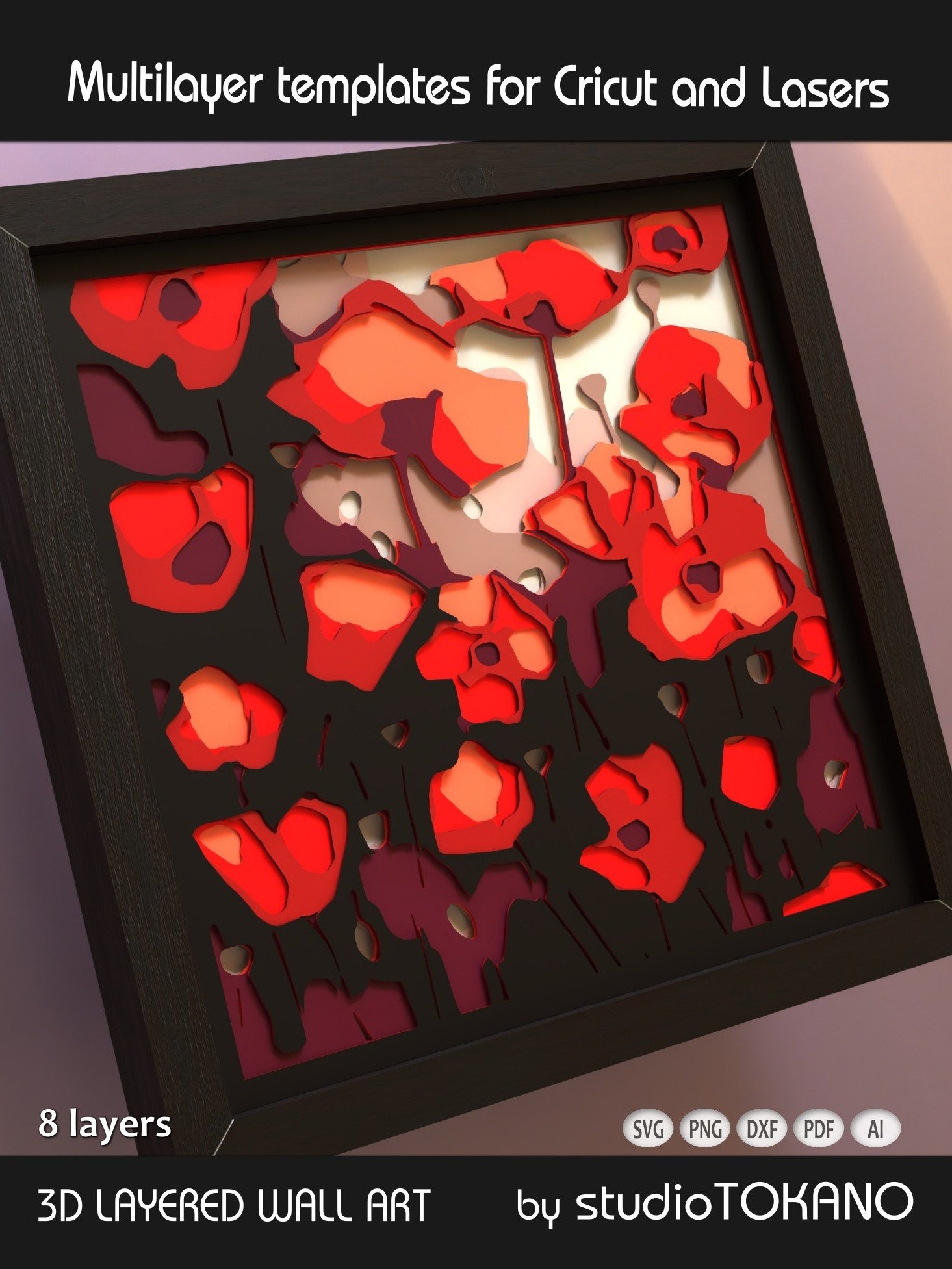 Poppy Flowers Shadow box SVG product image (2)