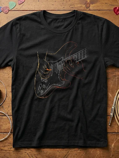 In the Strings Strat - Electric Guitar Line Art T-Shirt | Gift for Guitar Players product image (1)