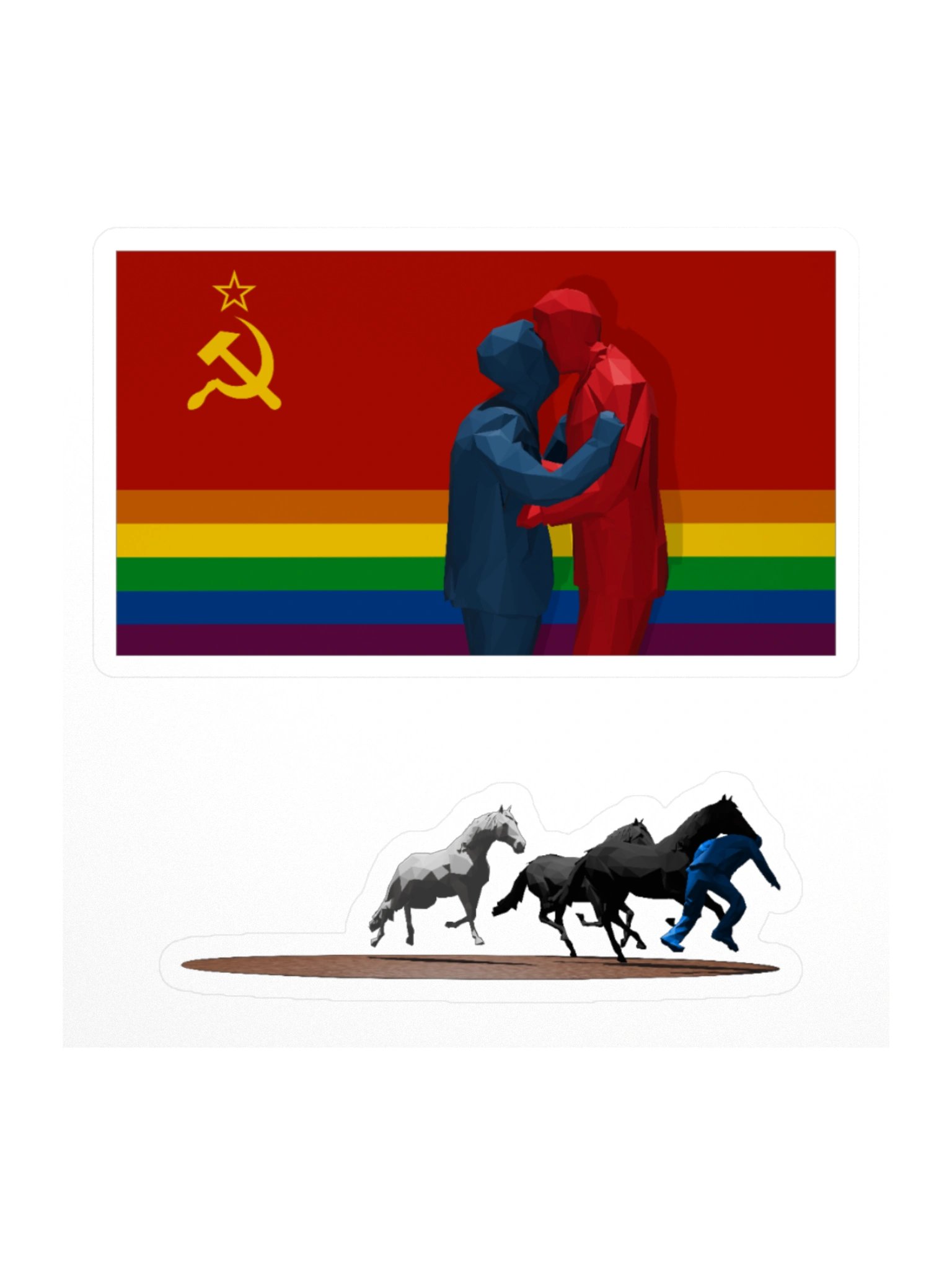 Two Men Kissing + Horses - Kiss Cut Sticker product image (2)