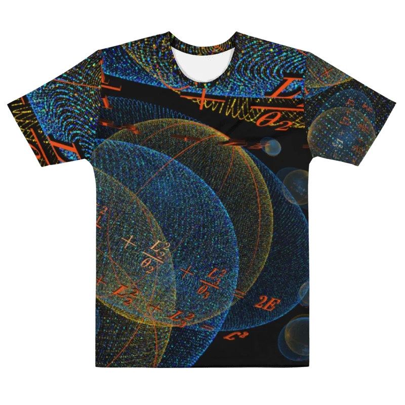 Poinsot's Pixel Spaceship 1 - Physics of the Gyroscope Men's Crew Neck T-Shirt product image (3)