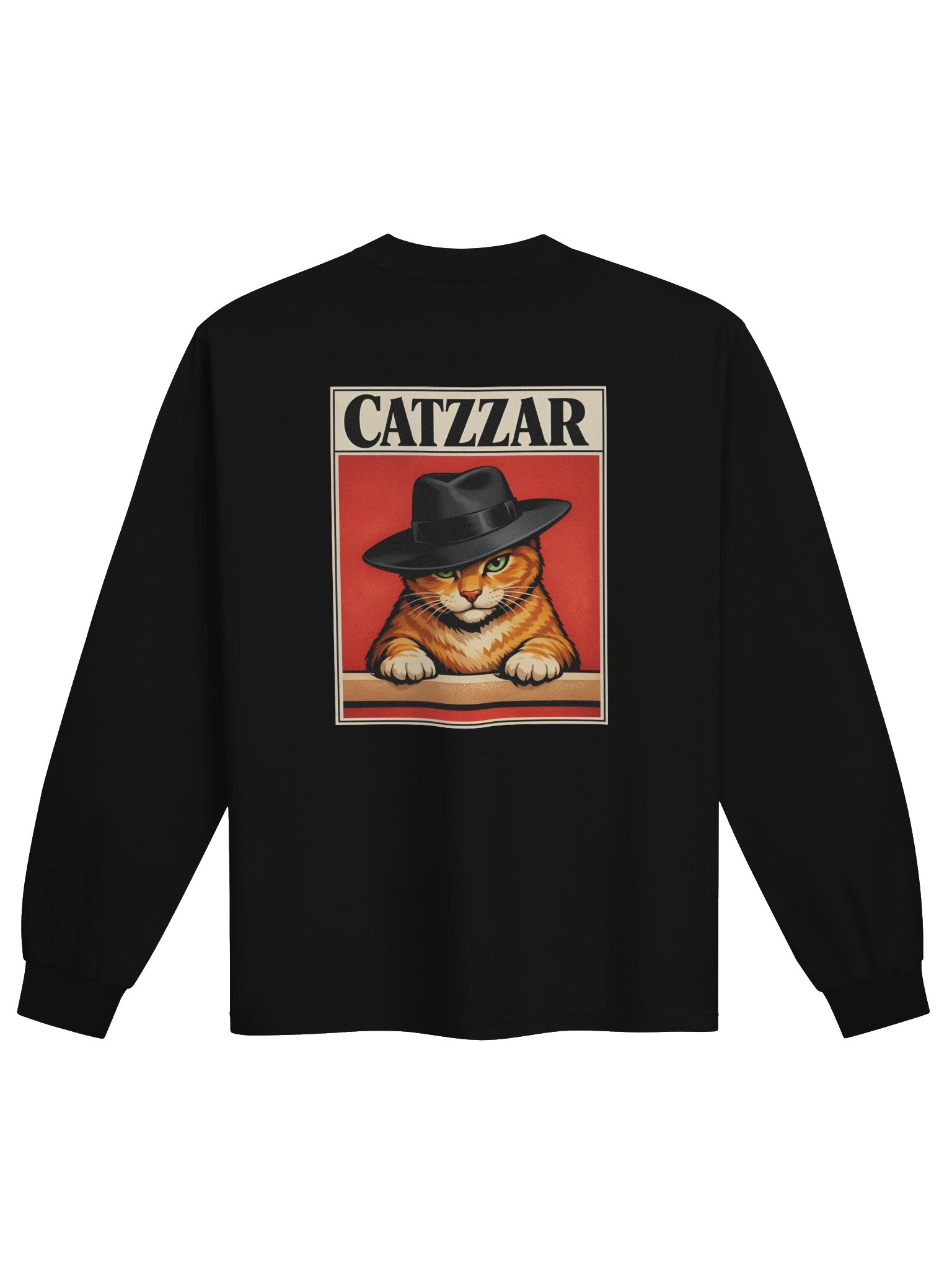 CATZZAR Soviet Propaganda Cat Poster, Vintage Ginger Tabby Art, Retro Mobster Cat Fedora Hat Streetwear Design product image (5)