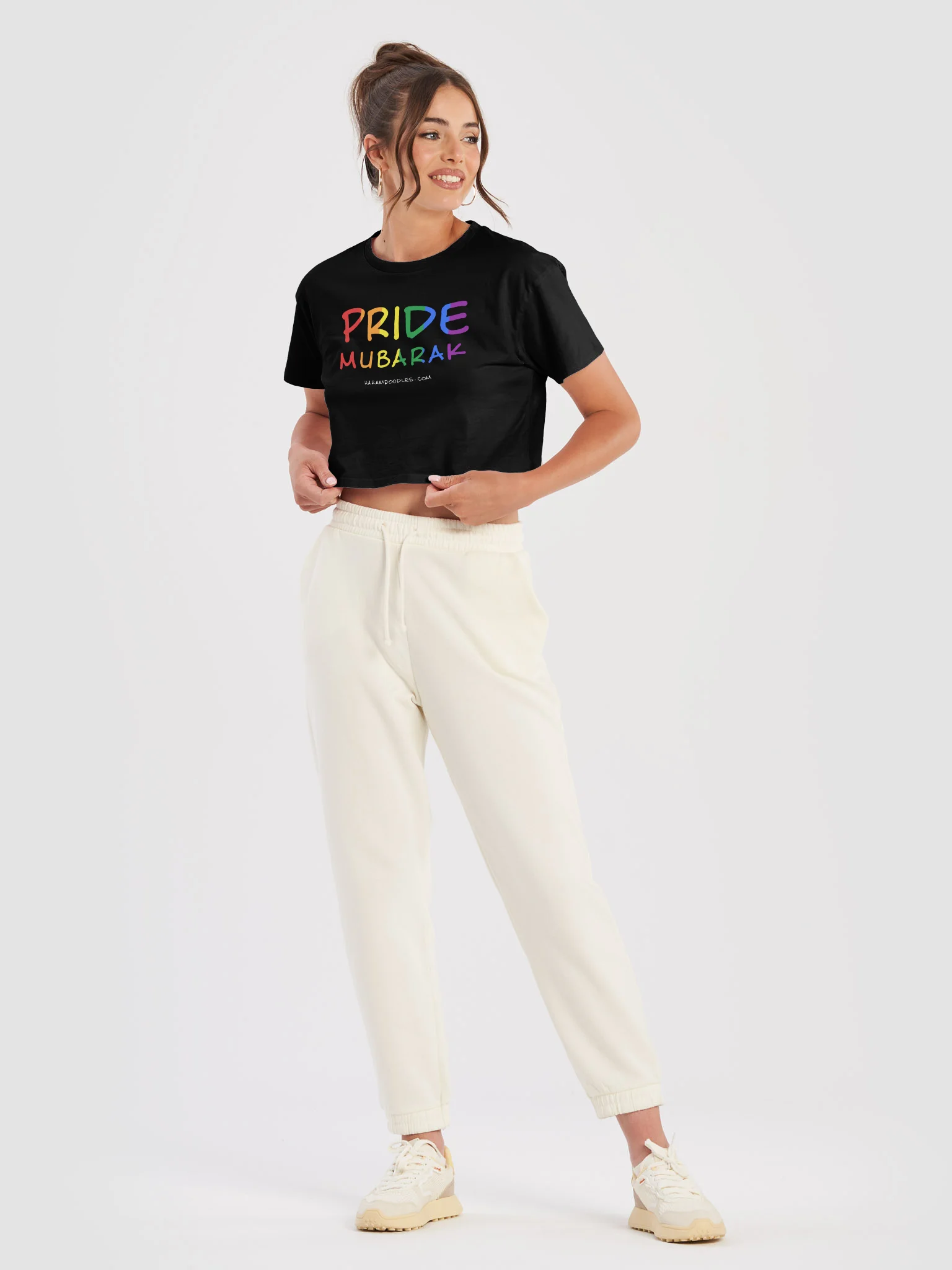 Pride Mubarak Hand-Written Rainbow Crop T-Shirt product image (3)