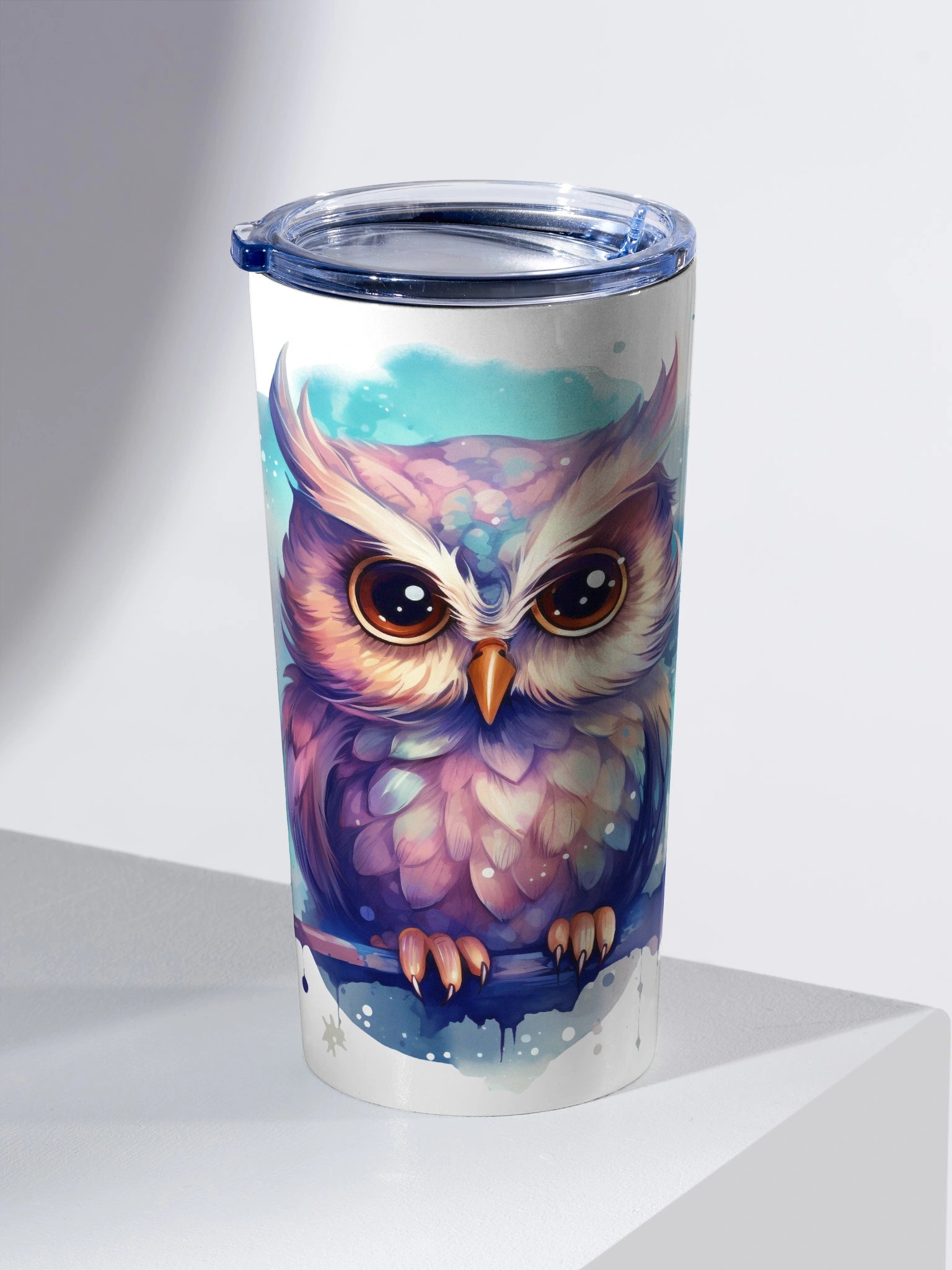 Watercolour Owl 20oz Stainless Steel Tumbler product image (2)