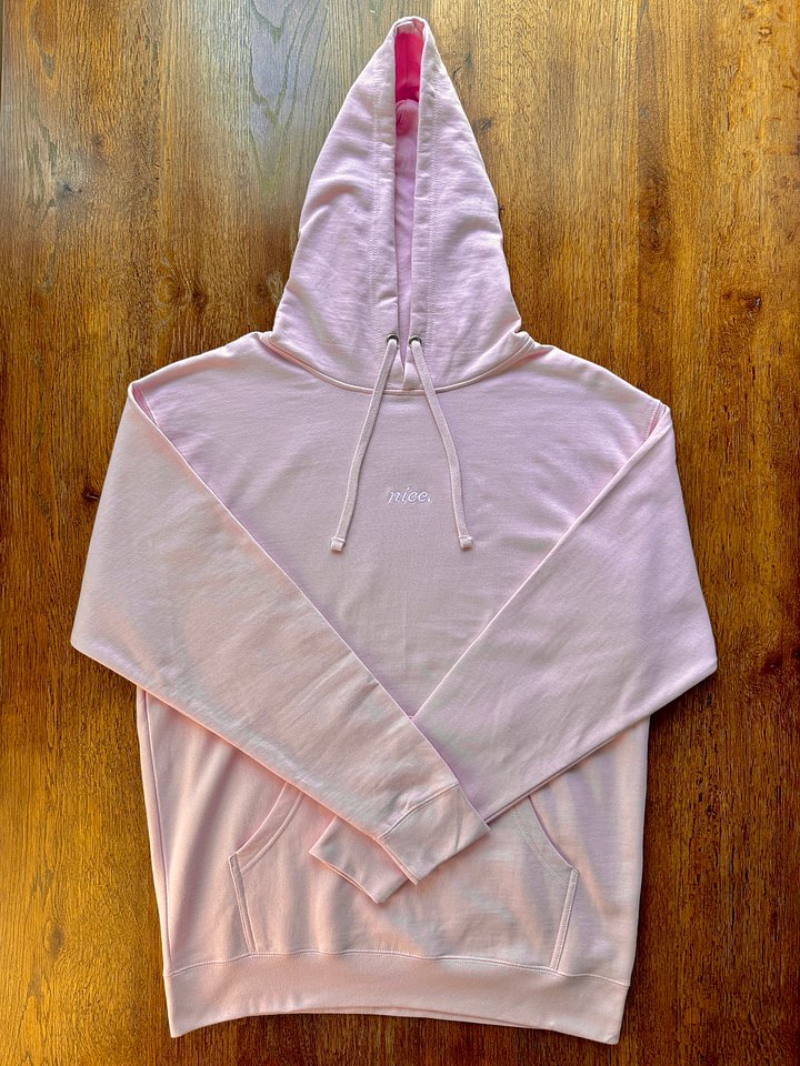 Nice. Embroidered Hoodie (Pink/White) product image (1)