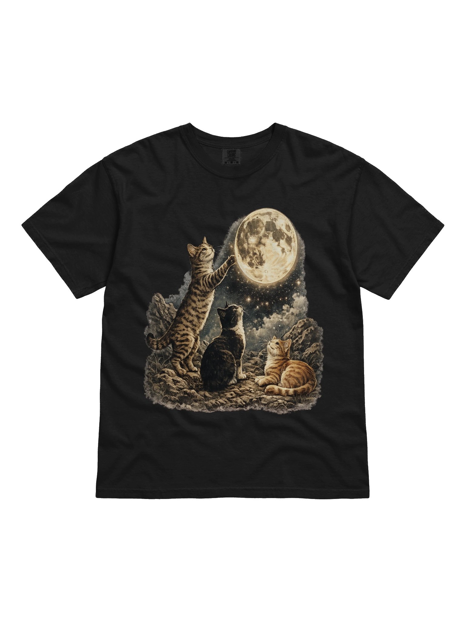 Moonlit Cats T-Shirt | Celestial Full Moon Vintage product image (6)