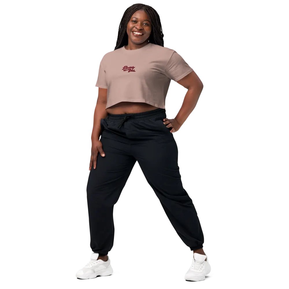 Bubbly and a B*tch (rose shadow design) embroidered cotton crop top product image (23)