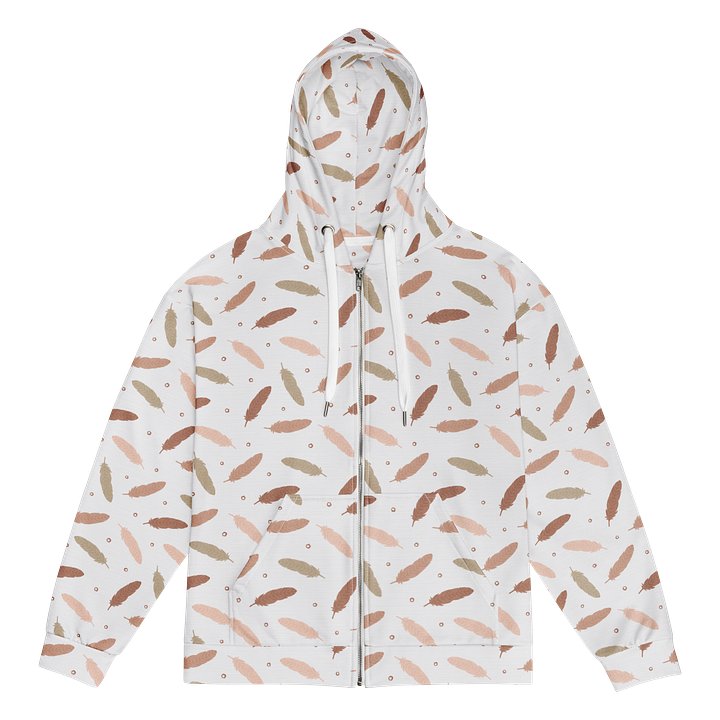 Mocha Mousse Feathers Recycled Unisex Zip Hoodie product image (1)