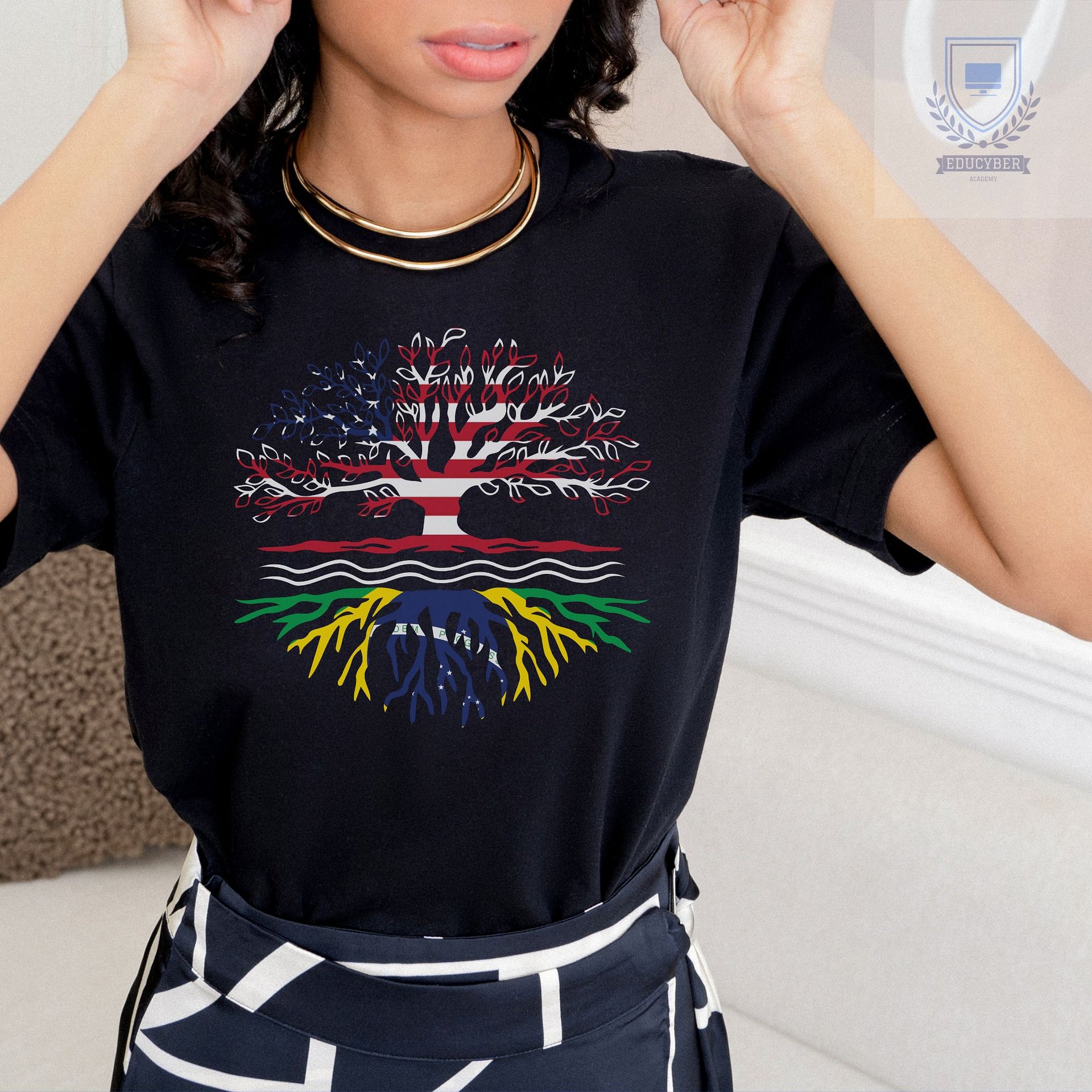 USA Brazil Roots Graphic Shirt, Patriotic Tee, American & Brazilian Pride, Unisex T-Shirt product image (3)