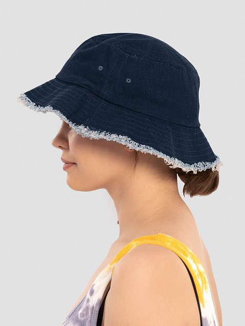 Photo showing Capstone Distressed Denim Bucket Hat
