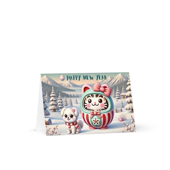 Festive Furry Friends Daruma New Year Card product image (1)