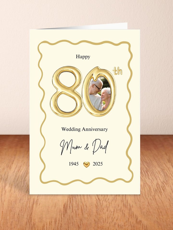 80th Year Wedding Anniversary Photo Card For Parents Template product image (2)