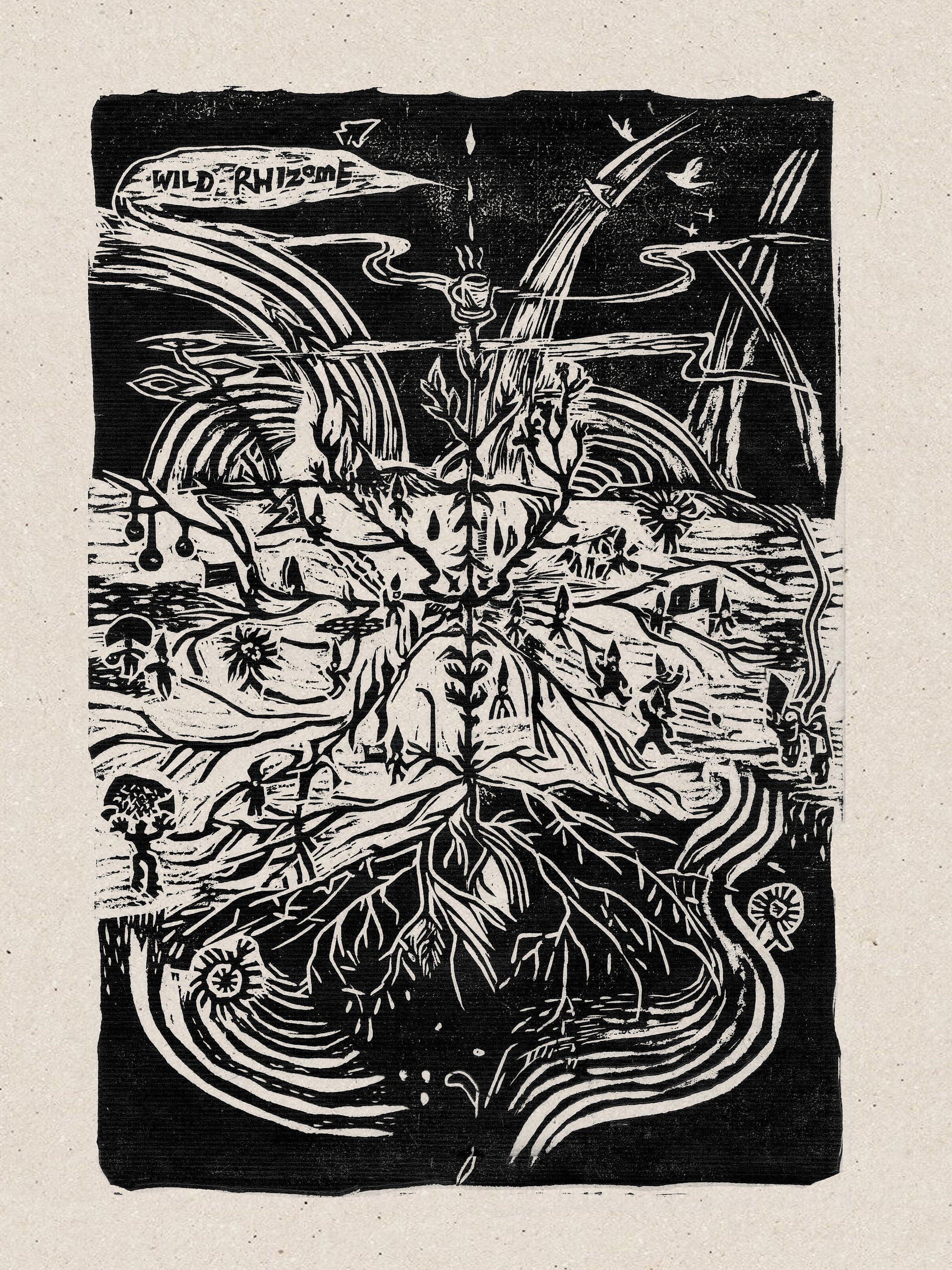 Wild Rhizome Woodcut Print | 野根莖木版畫 product image (1)