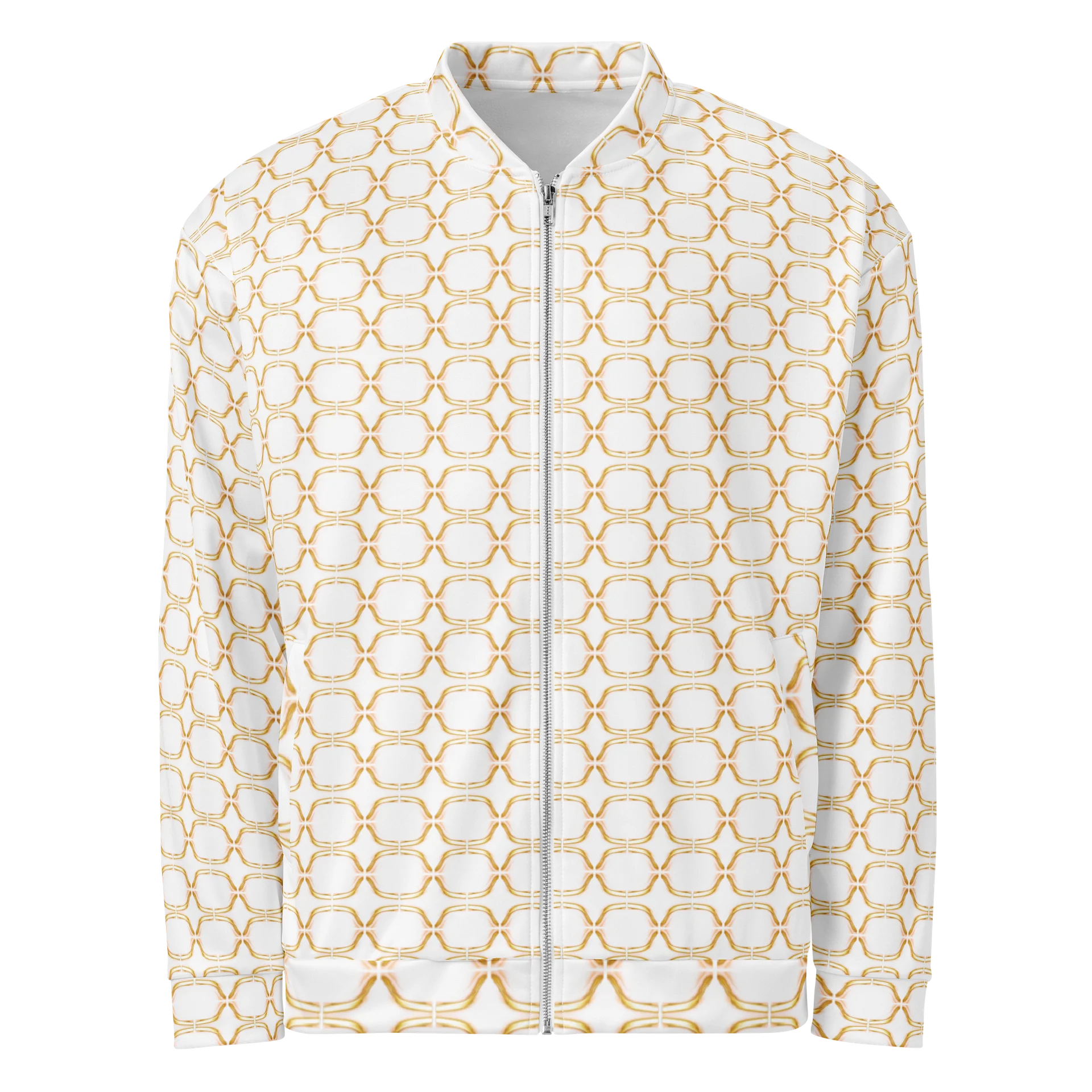 Golden Arabesque Harmony: Modernes Linienmuster Vibrant Geometry All-Over Bomber Jacket product image (2)