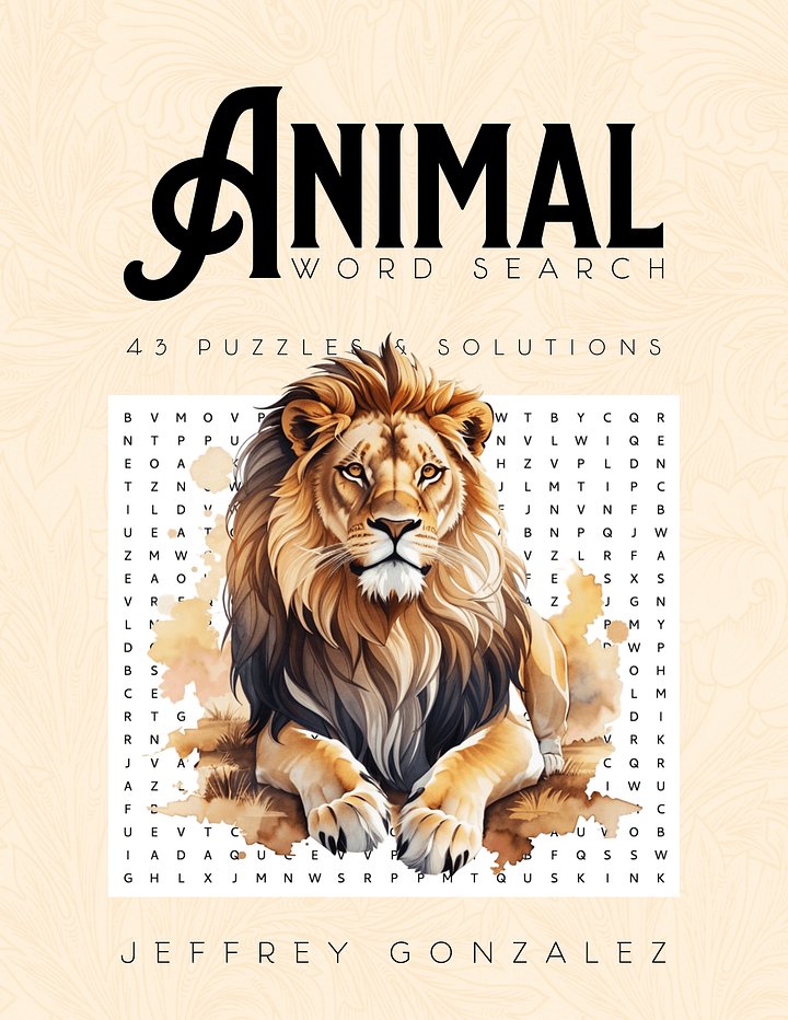 Animal Word Search: 43 Puzzles & Solutions - Printable E-Book PDF product image (1)