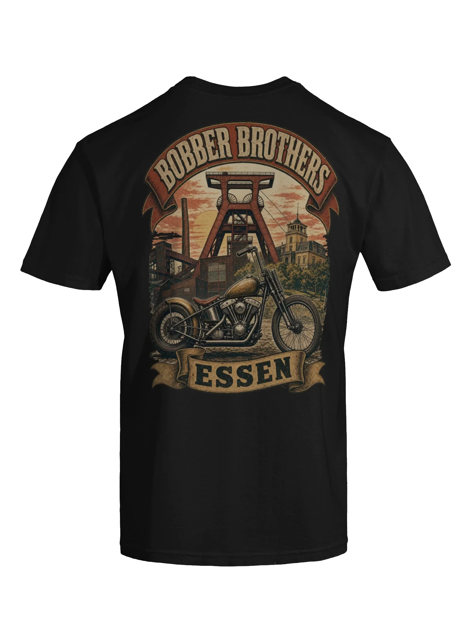 Essen motorcycle t-shirt design by Bobber Brothers