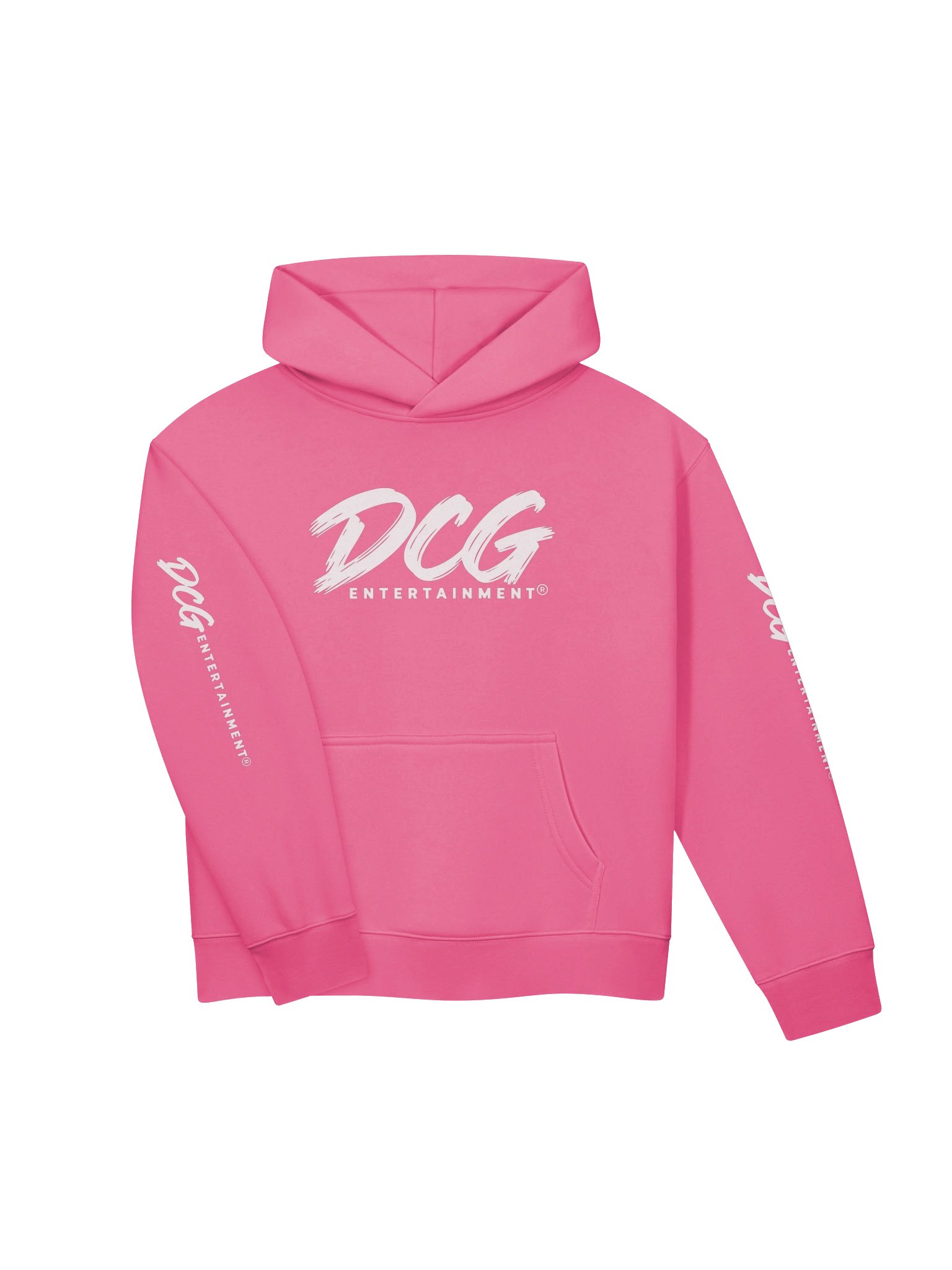 DCG Signature Women’s Relaxed Hoodie – White Logo on Pink product image (3)