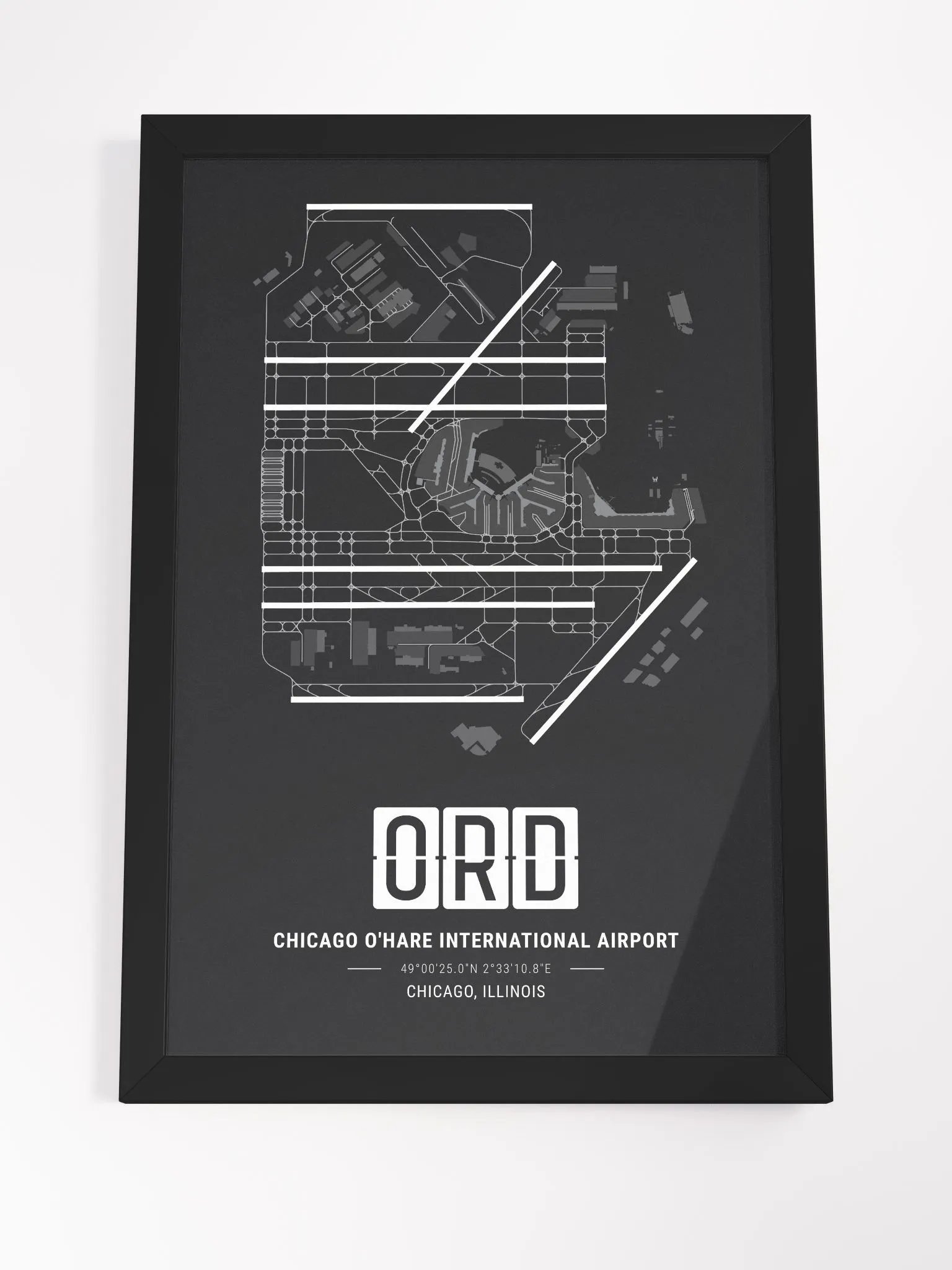 Framed Airport ORD Premium Map On Matt Paper product image (4)