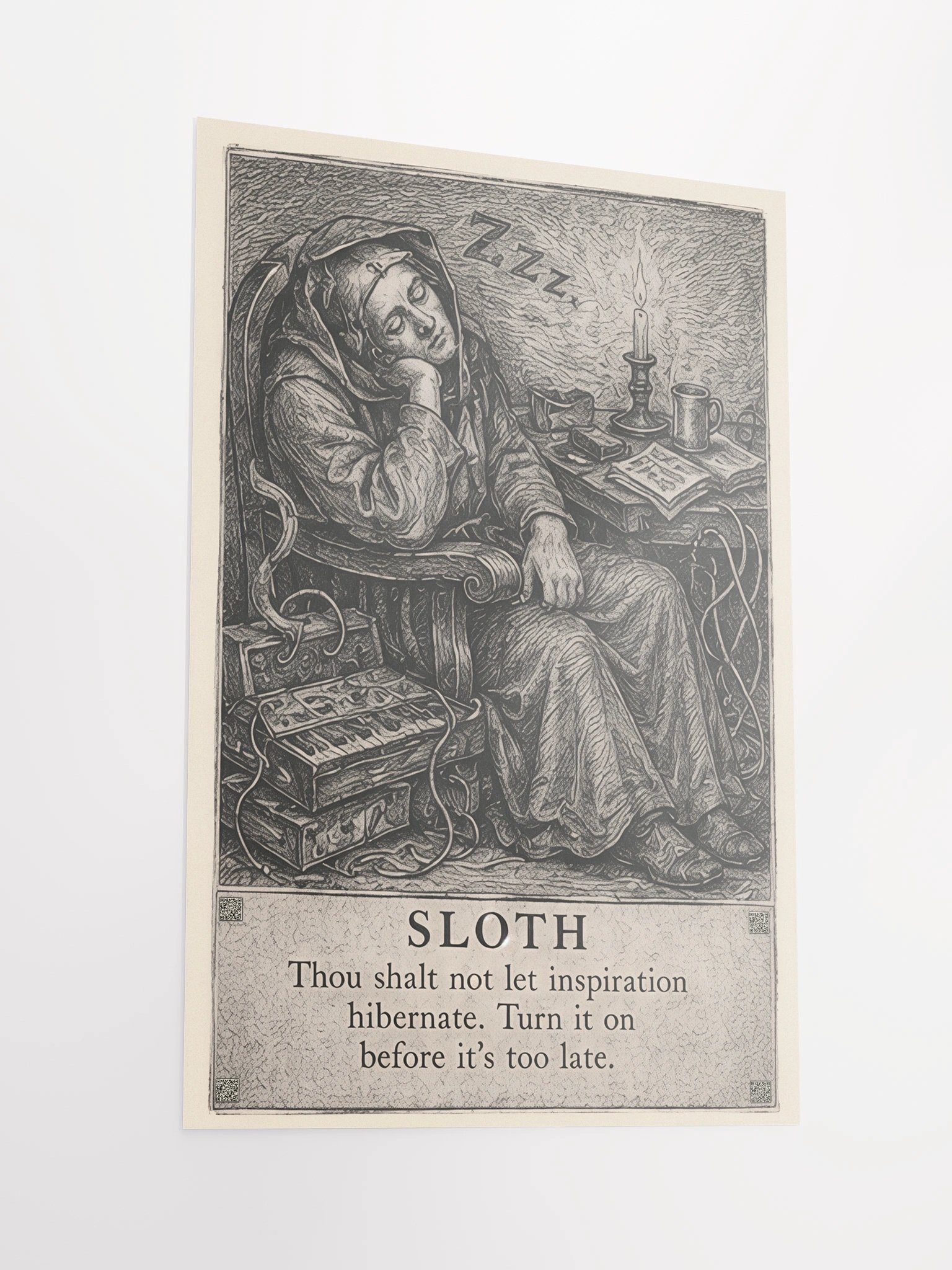 Sloth, from THE SEVEN HERESIES OF SYNTHESIS, by Frank Fonik, Techno EDM Matte Paper Poster product image (1)