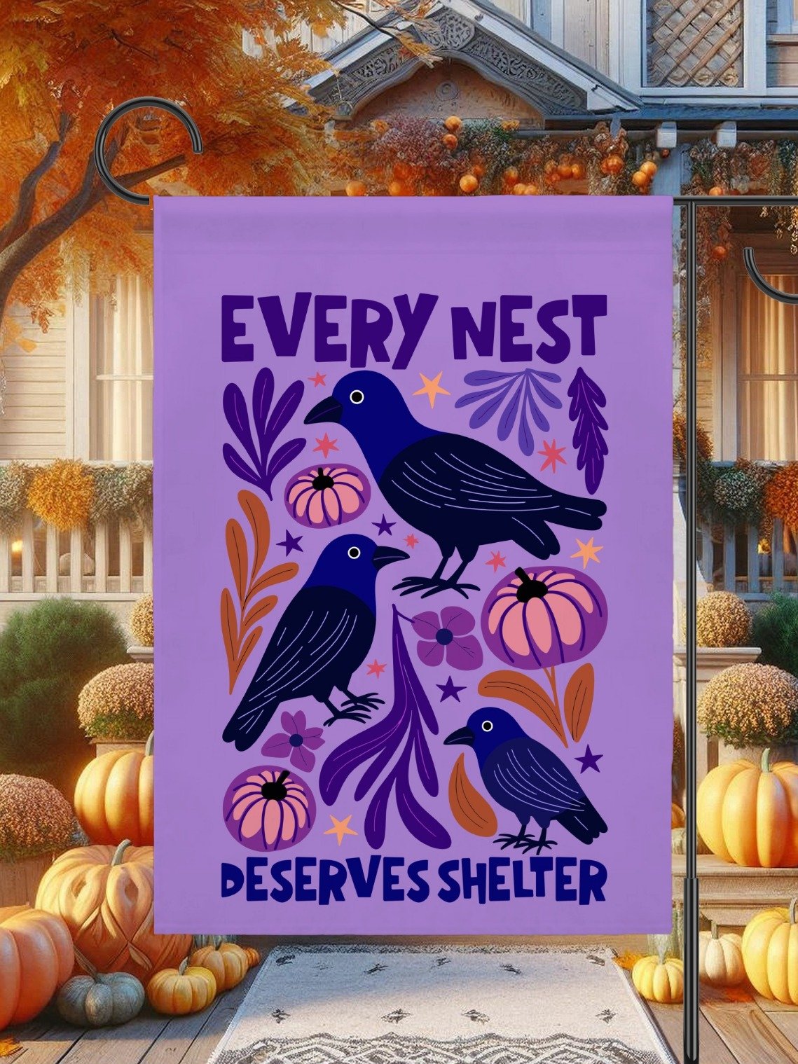Democratic Socialist Halloween Raven Garden Flag product image (1)