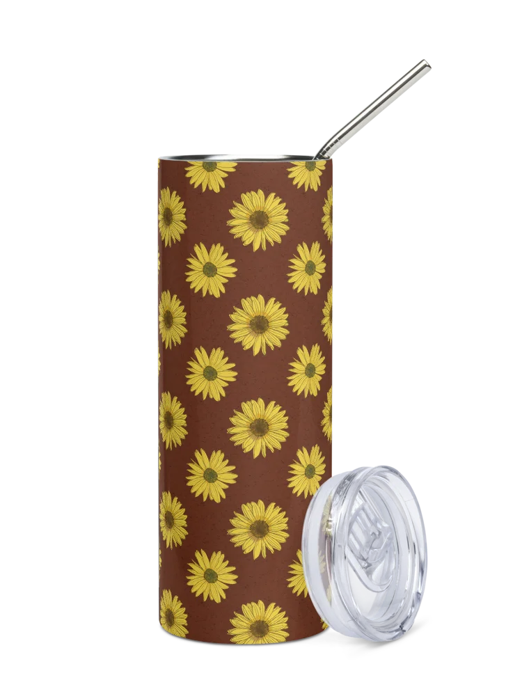 “Helianthus Sunflower Polka Dot” 20-ounce Stainless Steel Tumbler with Straw product image (6)
