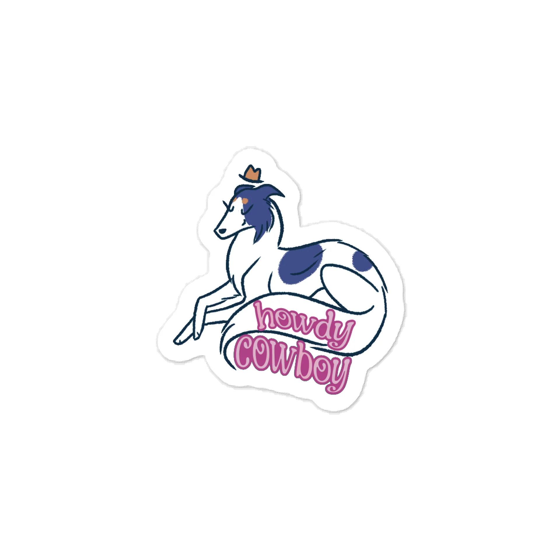 Spotted Black and Tan Howdy Cowboy - Kiss-Cut Vinyl Sticker product image (1)