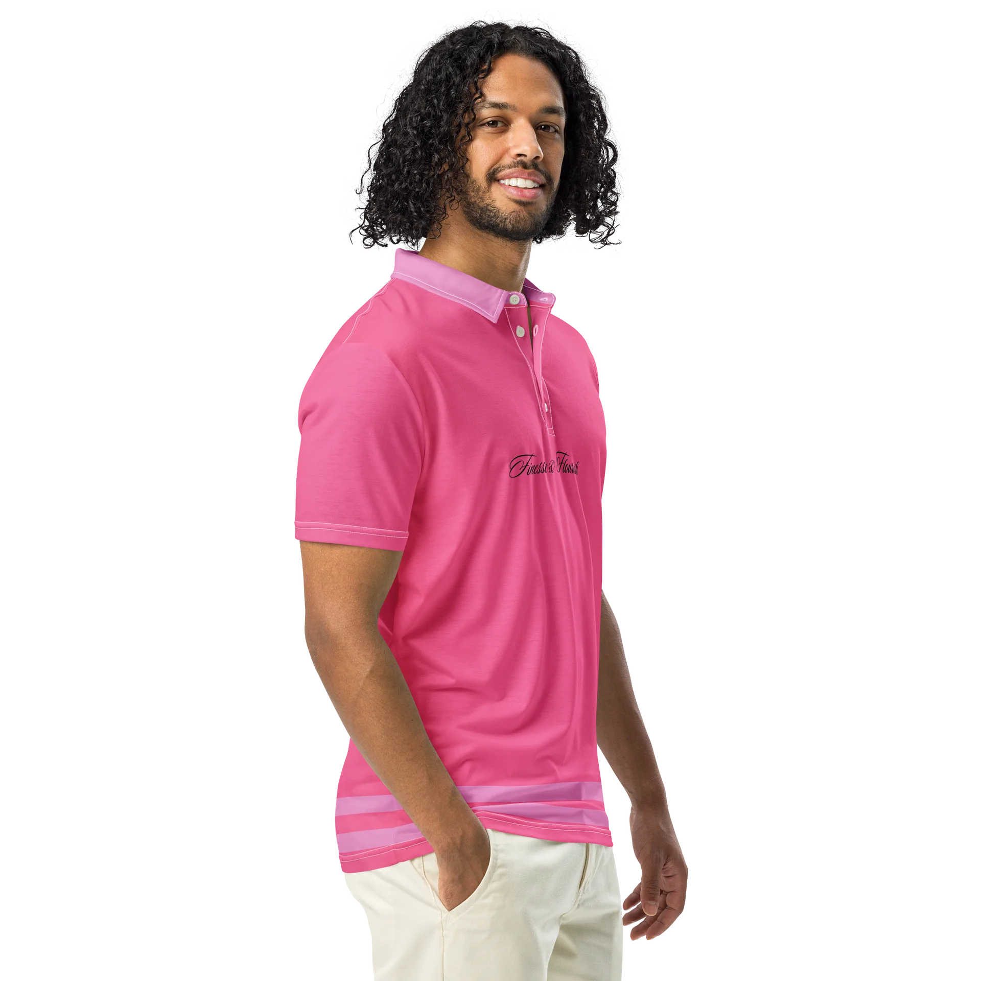 F&F Script Bubble Gum Slim Fit Polo Shirt product image (1)