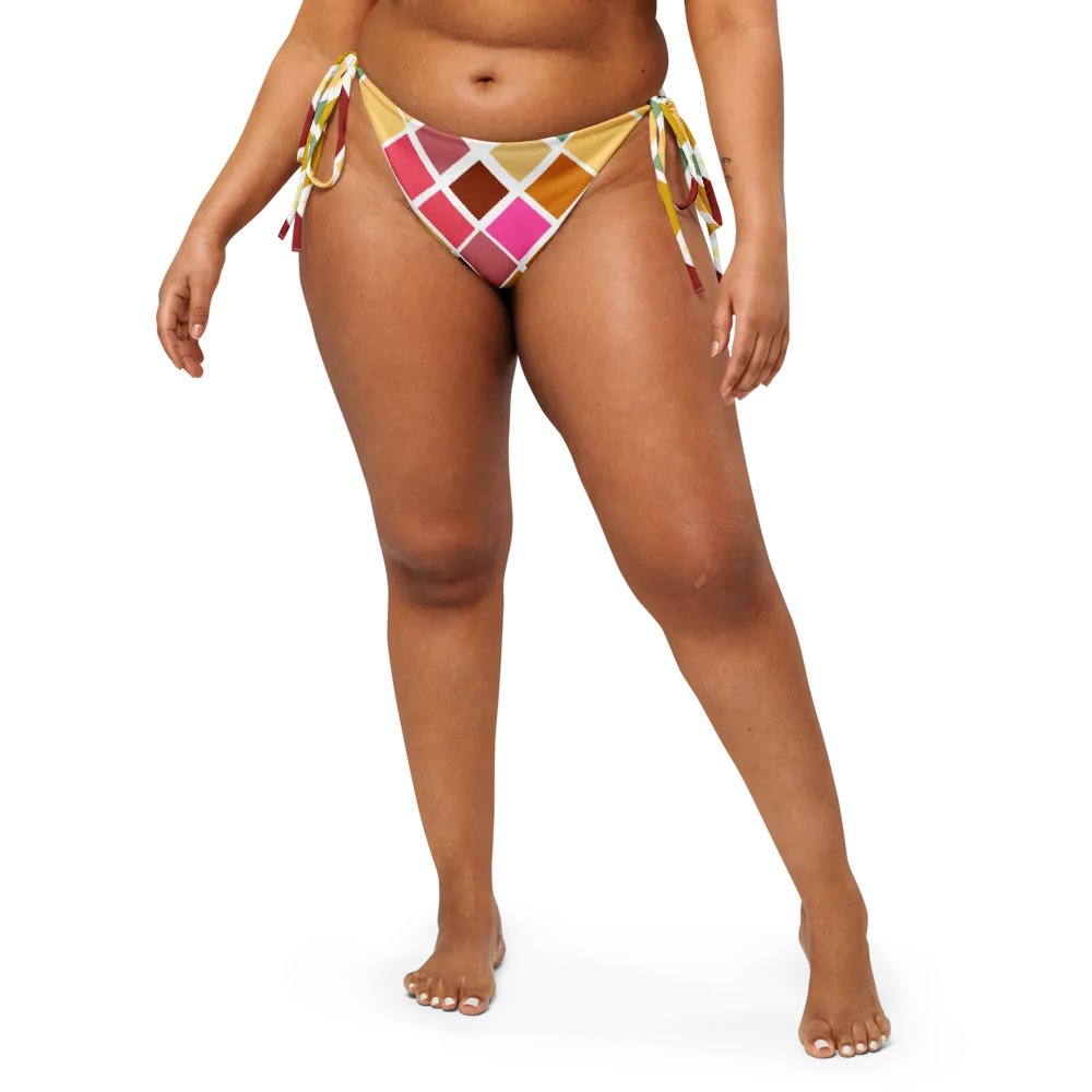 Colorful Square Pattern Design String Bikini Bottom - v5 product image (1)
