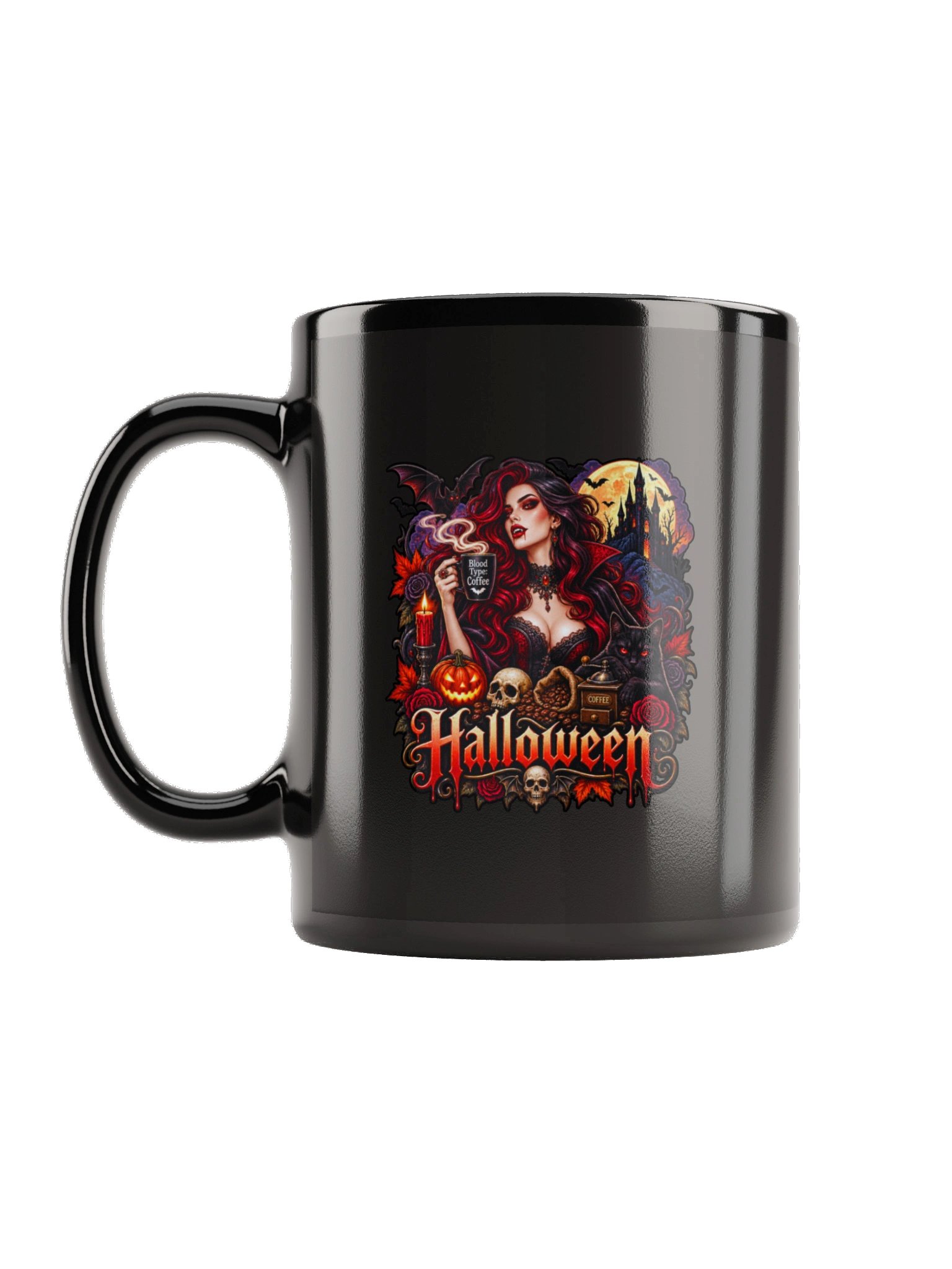 Vampire Queen Halloween Mug – Blood Type Coffee Gothic Cup product image (1)