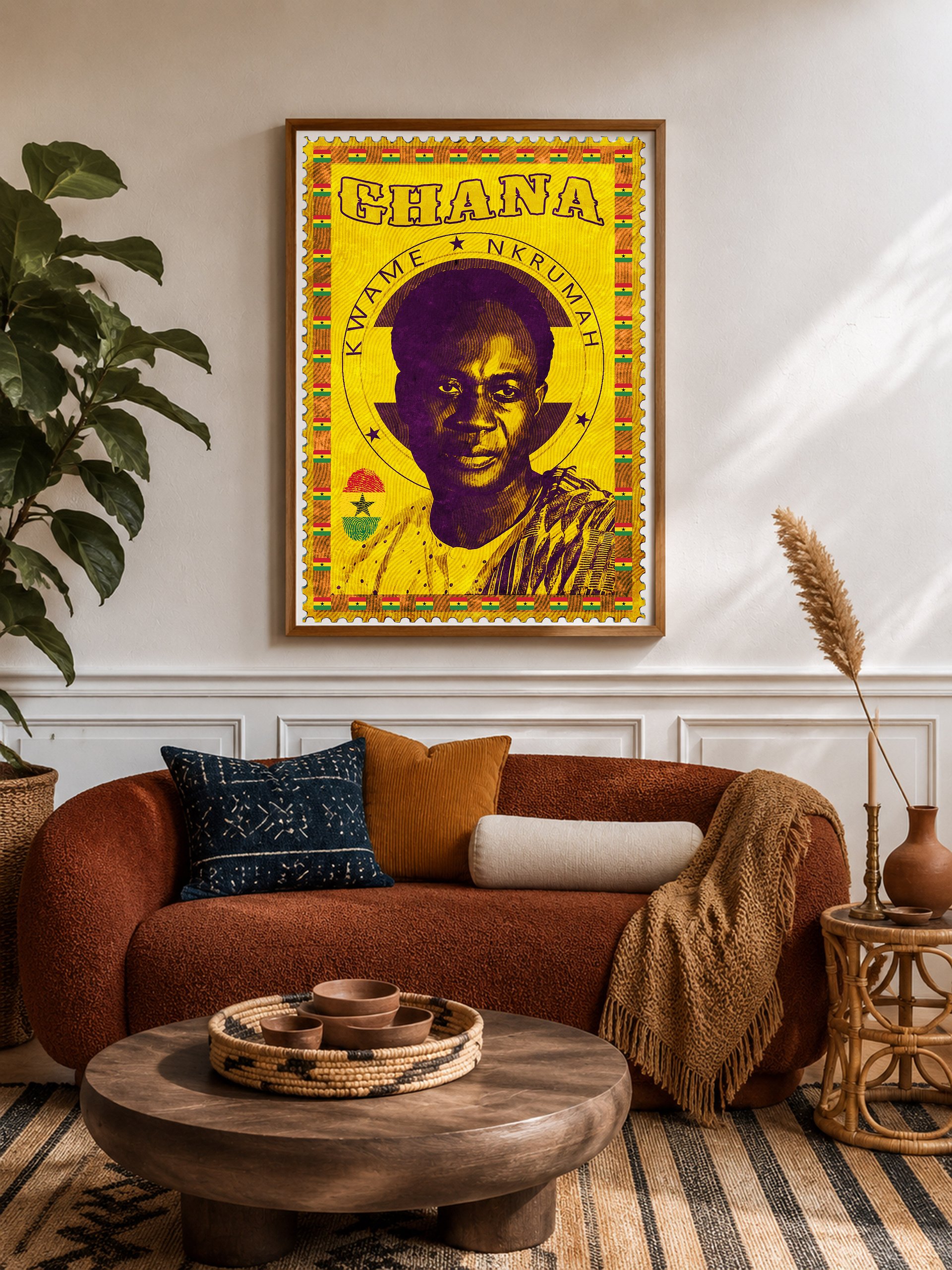 Kwame Nkrumah Vintage Postage Stamp Poster — Ghana Pan-Africanist Founding Father Wall Art product image (2)