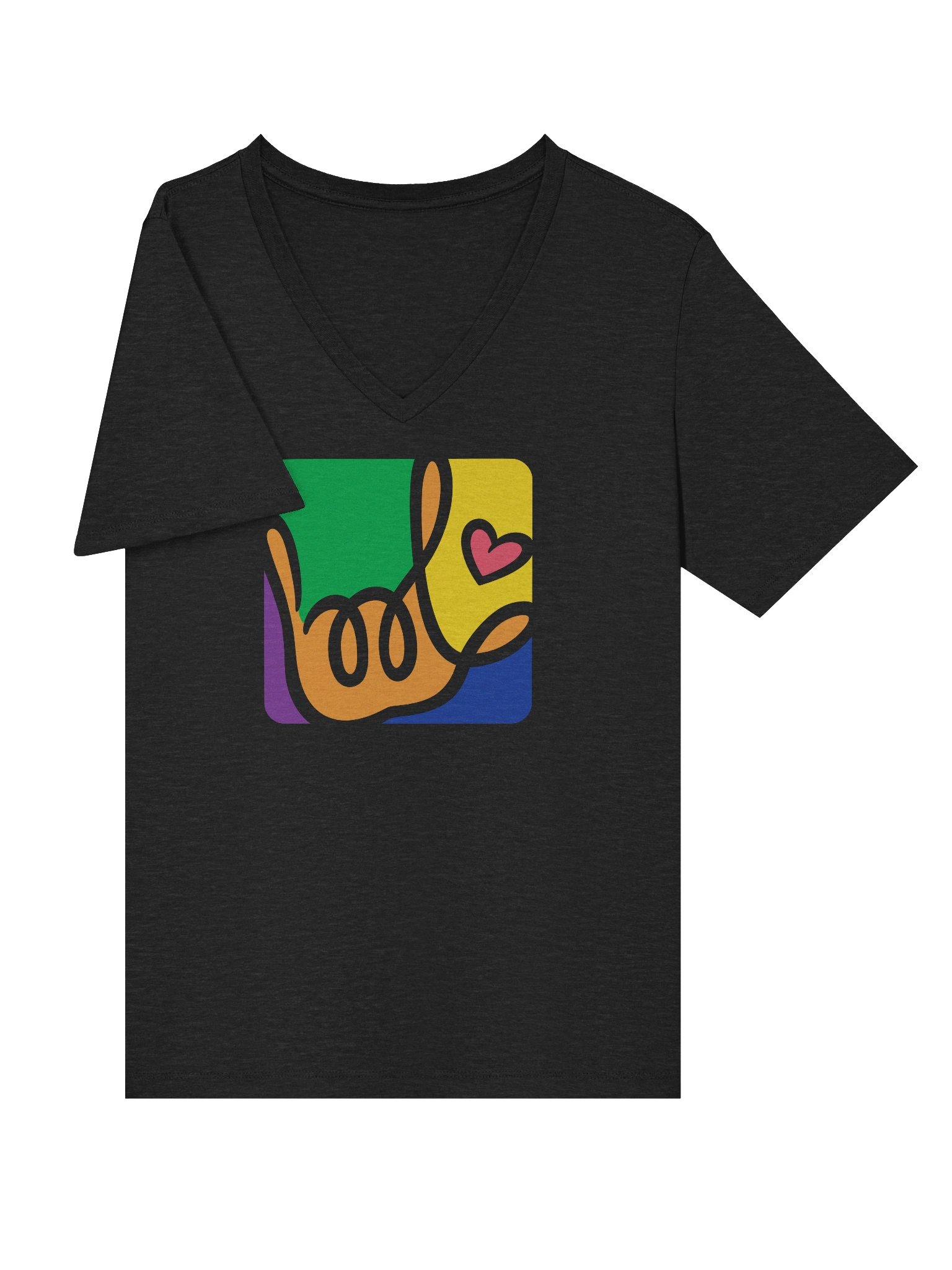 Womens Forever ILY Colorful Box V-Neck T-shirt product image (5)