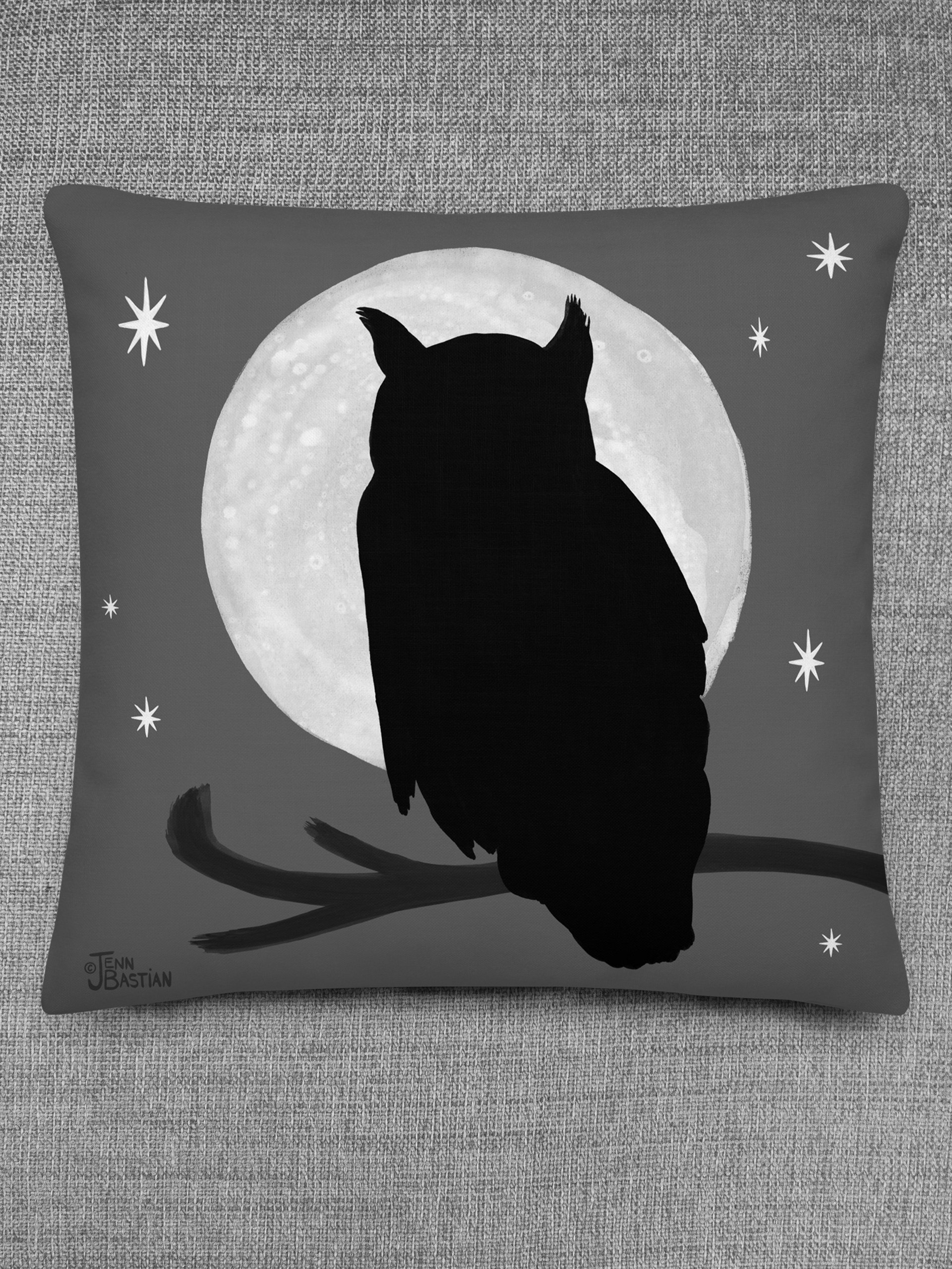 THROW PILLOW - DOUBLE-SIDED OWL & DOTS product image (1)