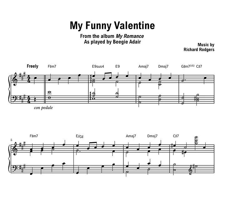 Beegie Adair - My Funny Valentine - Sheet music (PDF) product image (1)