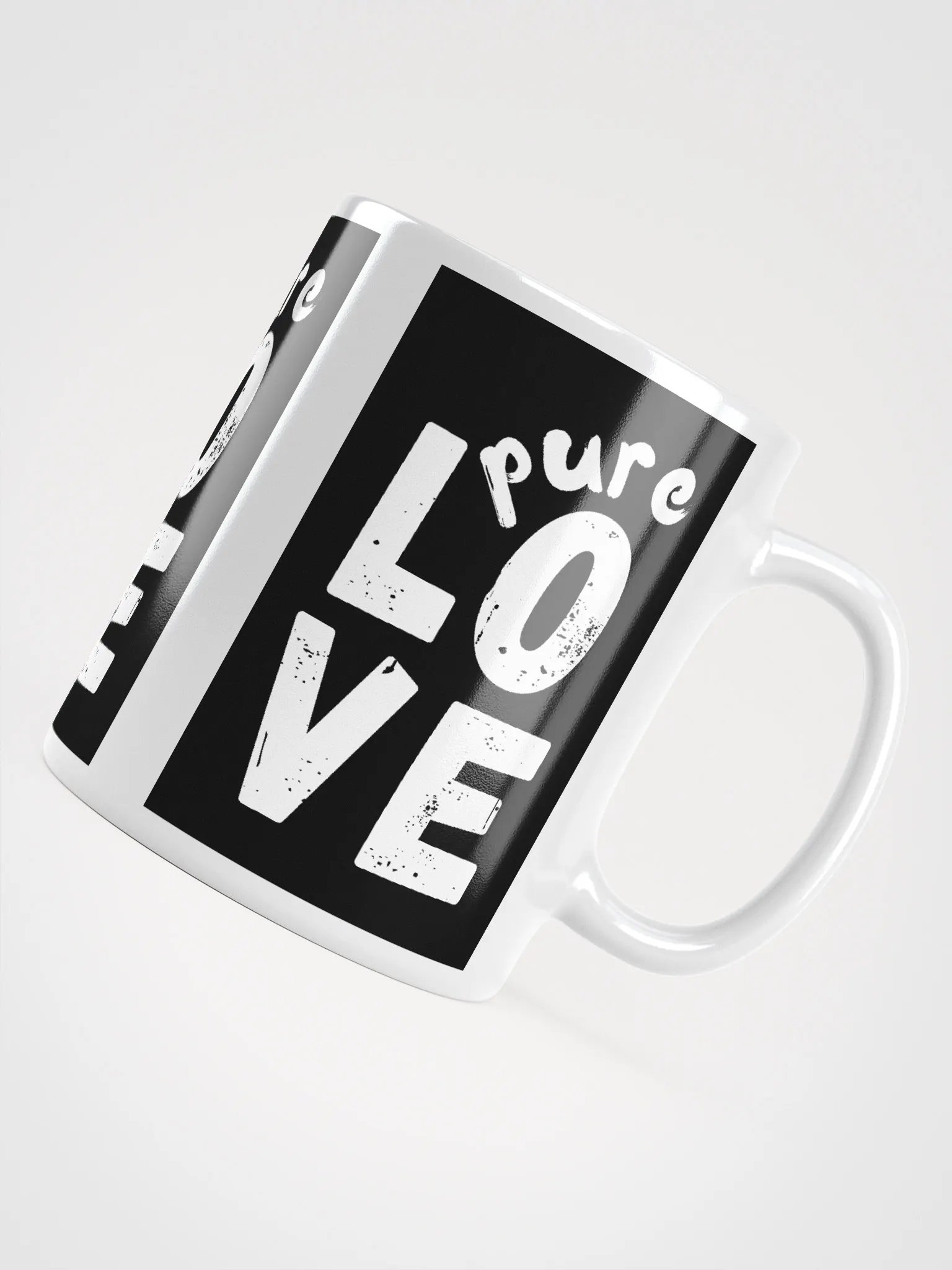Pure LOVE Black and White on white glossy Mug product image (4)