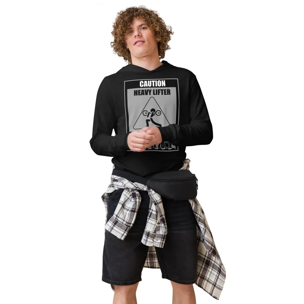 Caution Heavy Lifter Ahead Black/Gray Logo Hooded Tee product image (5)