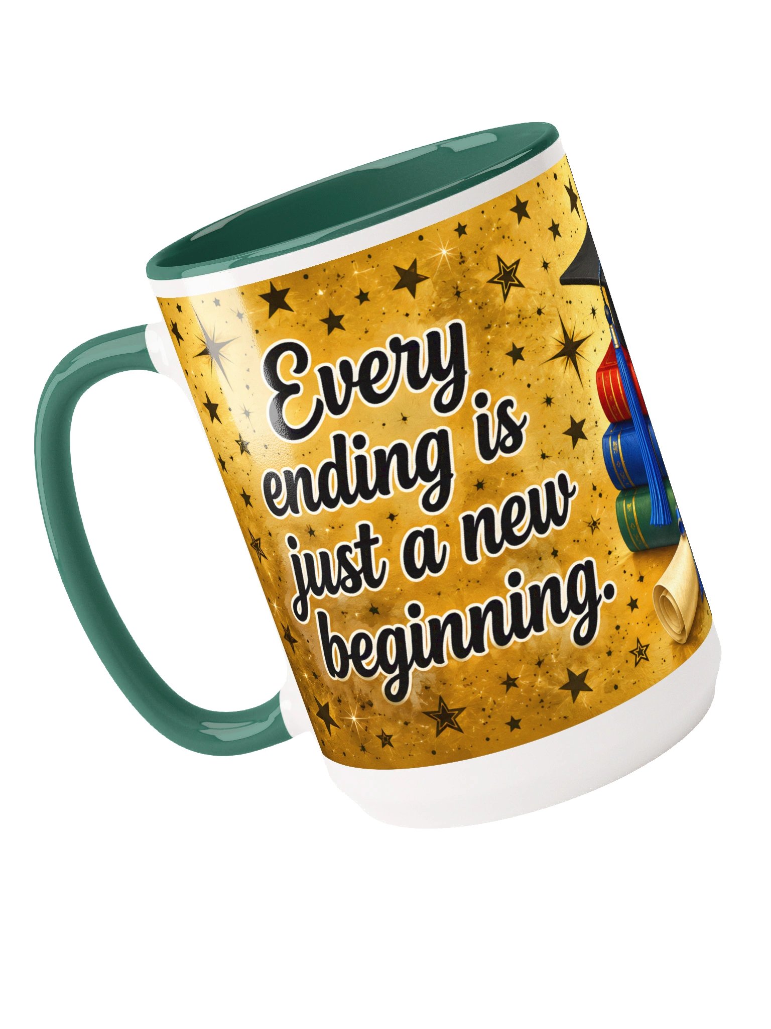 "Closed Every Chapter Now Starting a New Book" Graduation Mug — Gold Wrap product image (14)