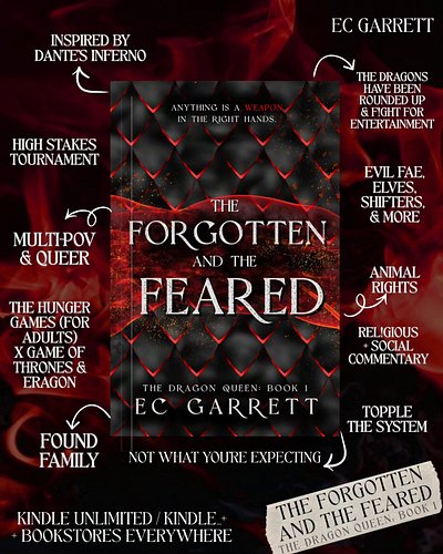 The Hunger Games (for adults) meets Game of Thrones in THE FORGOTTEN AND THE FEARED, the first in my grimdark romantasy serie...