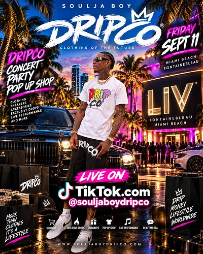 DRIPCO arrives at LIV.
A night where fashion, music and culture move as one.

DRIPCO Concert • Party • Pop-Up Shop
📍 LIV at F...