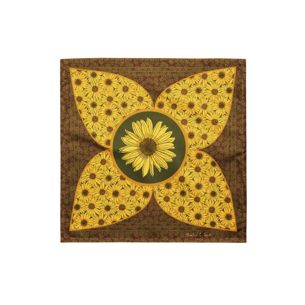 “Pure Helianthus Sunflower” Bandana in Red and Green product image (1)