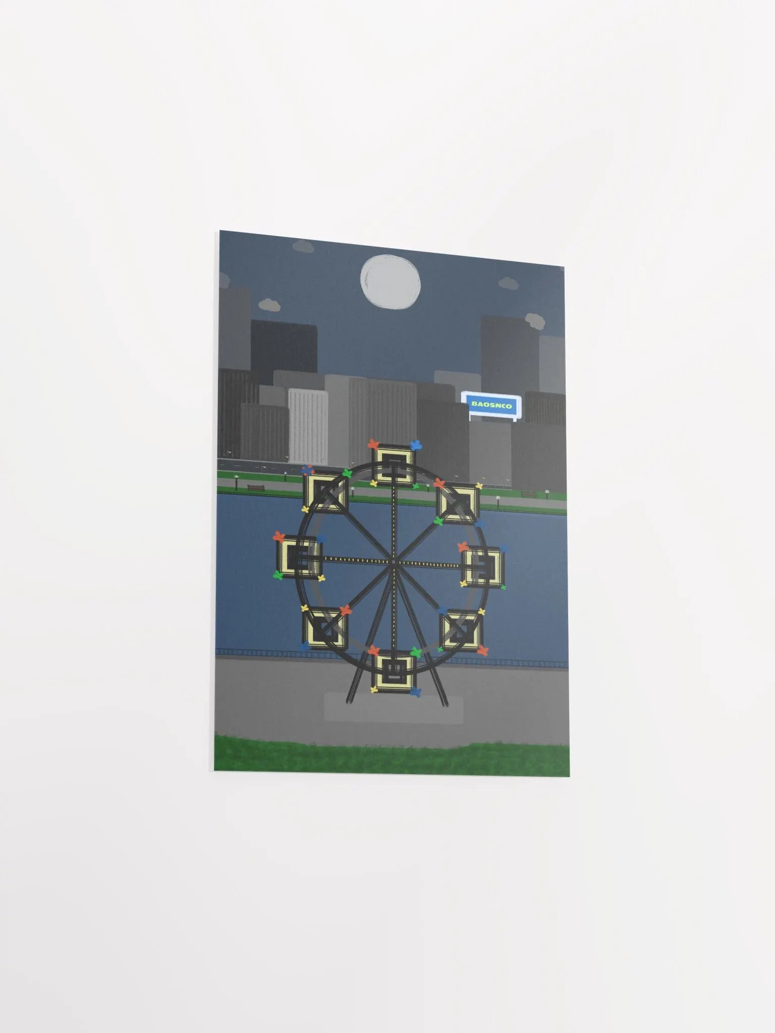 Moonlight Wheel Cityscape Poster product image (3)