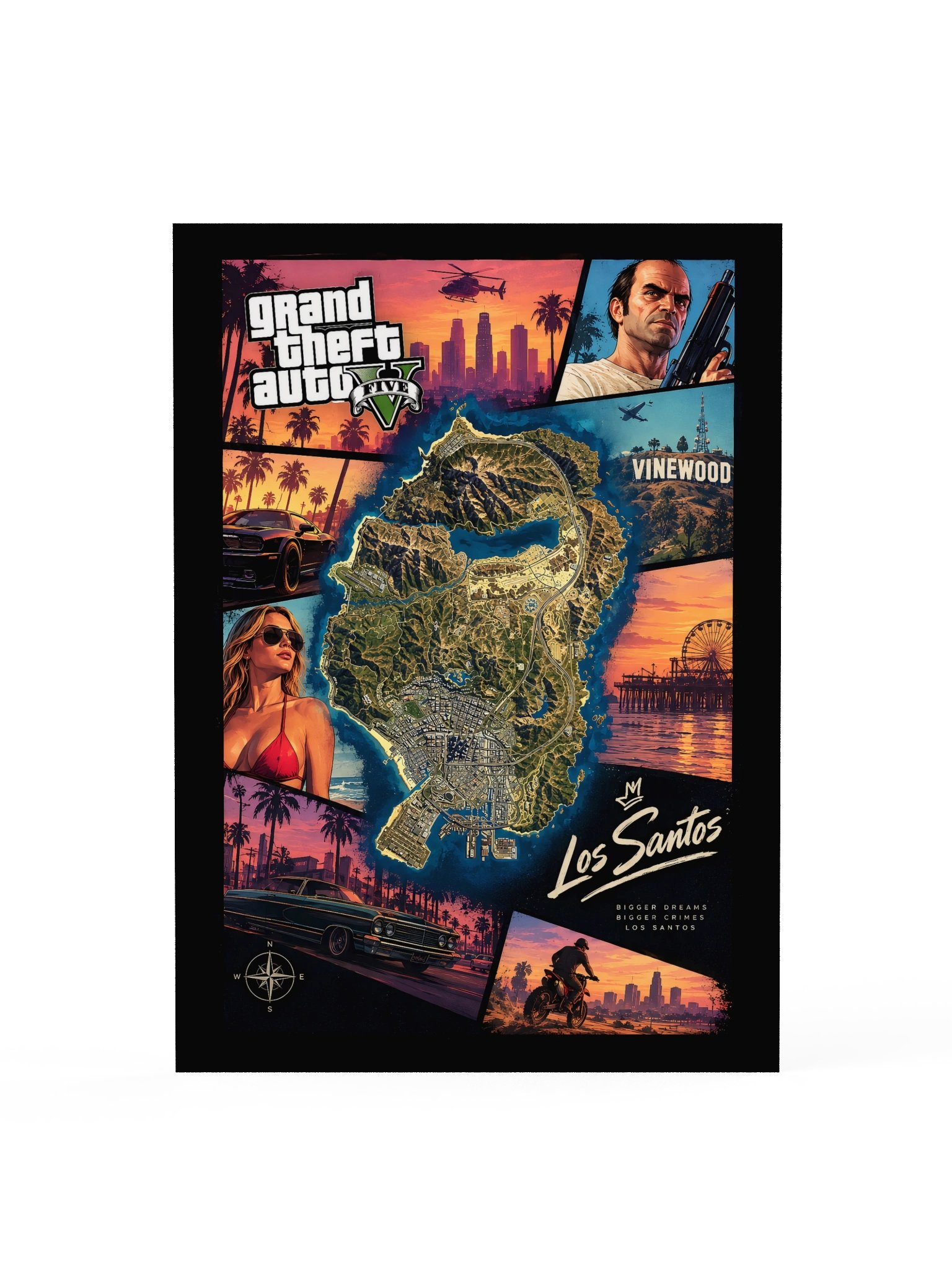 GTA V Poster – Grand Theft Auto V Gaming Wall Art | Los Santos Map Poster product image (1)