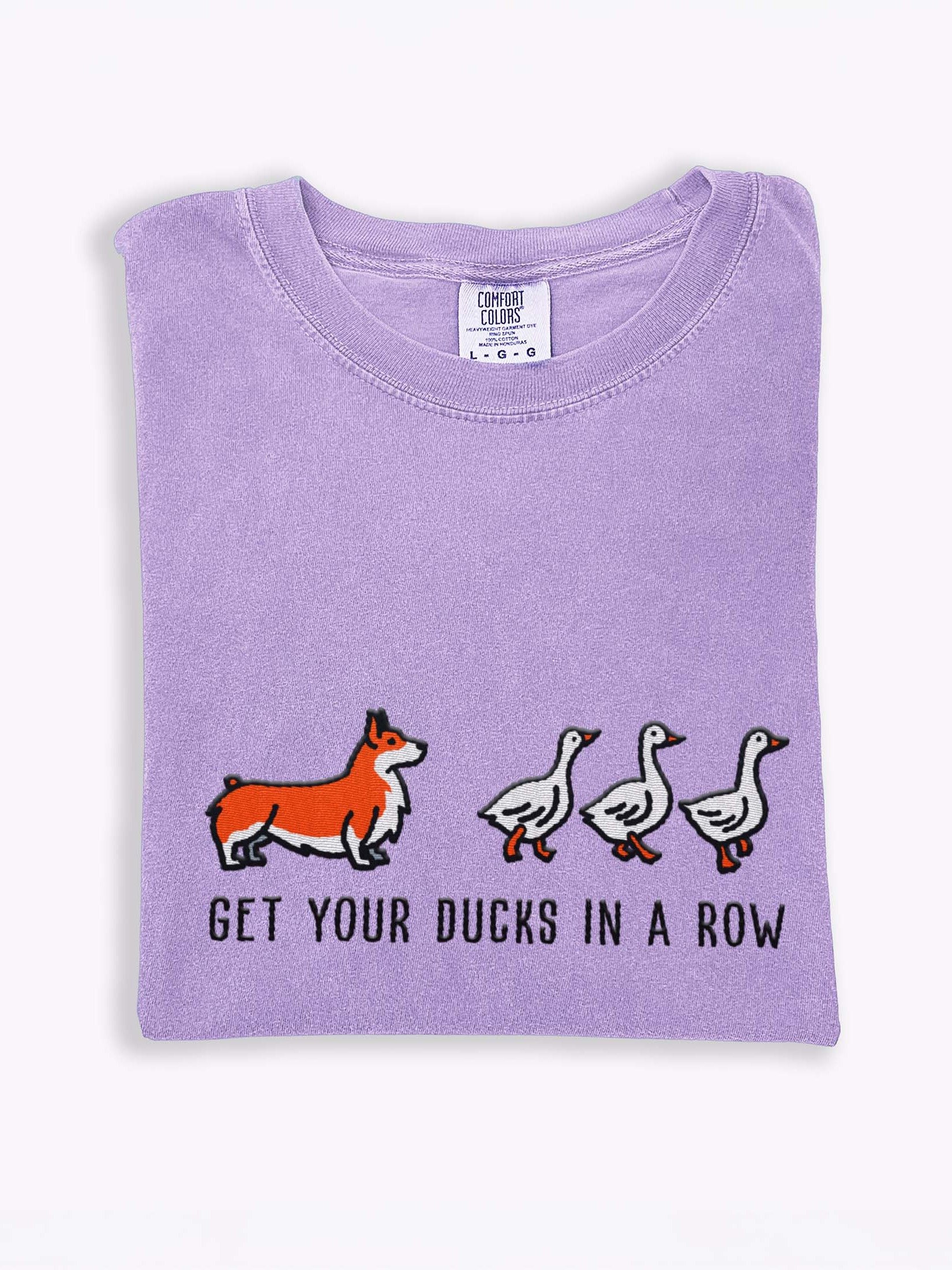 Get Your Ducks in a Row T-Shirt(Embroidered) of a Pembroke Welsh Corgi(Orange) product image (1)