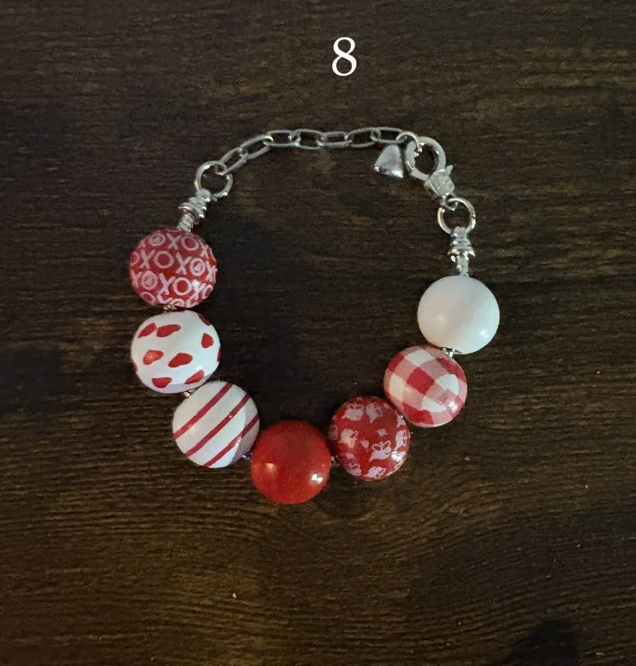 Wooden Bead Bracelet | Stainless Steel Snake Chain | Adjustable Heart Extension | One of a Kind product image (8)